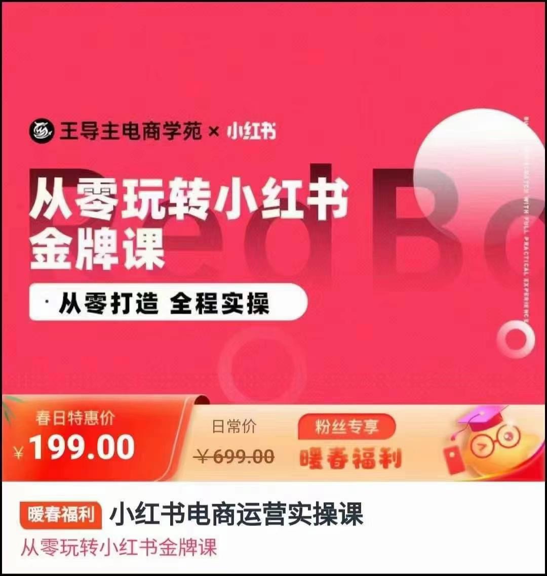 王导主·小红书电商运营实操课​从零打造 全程实操​限时19.9