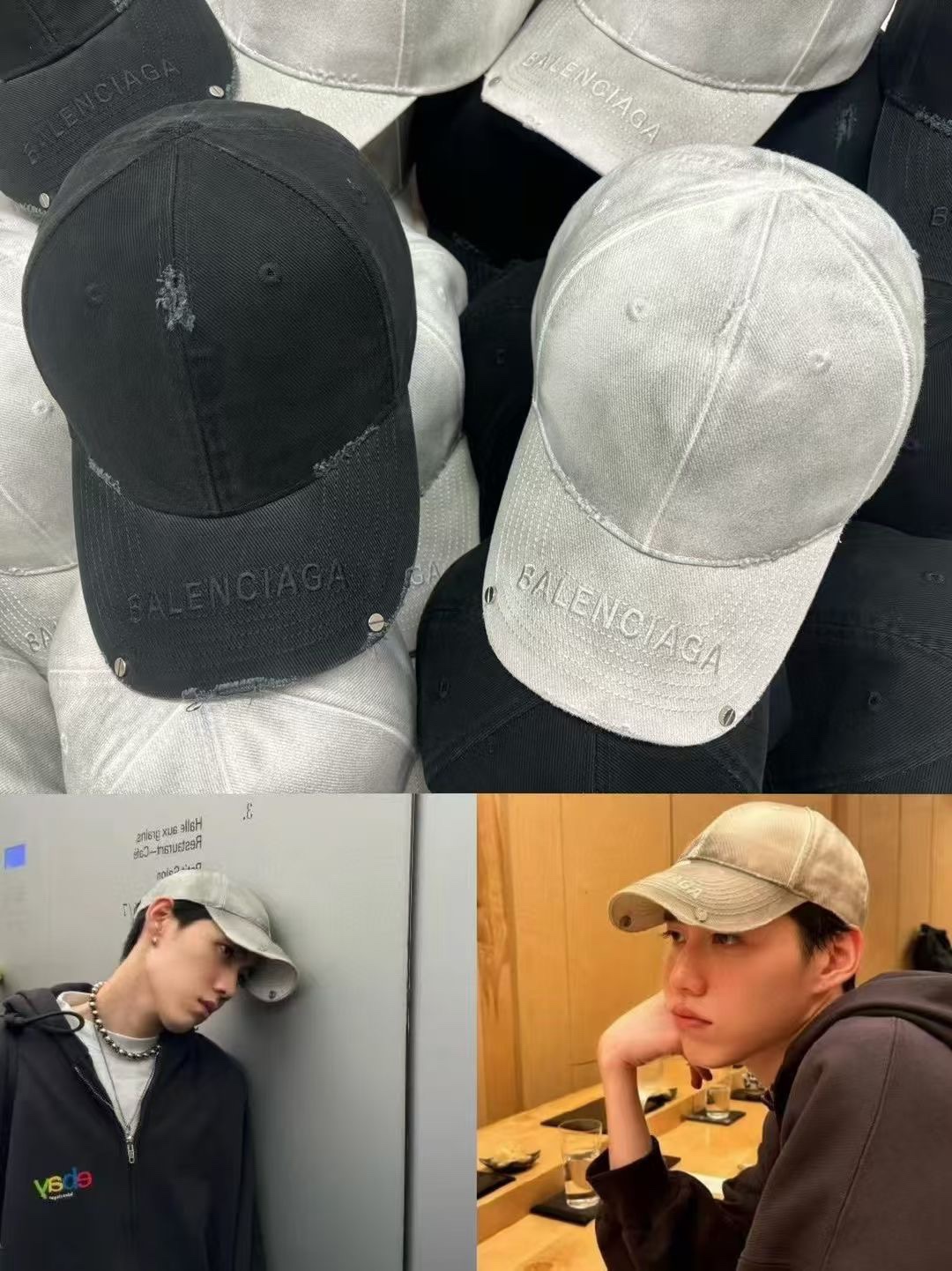 SPECIAL BALENTIAG* NEW DARK FLOWER EMBROIDERED BASEBALL CAPS - 图片 1