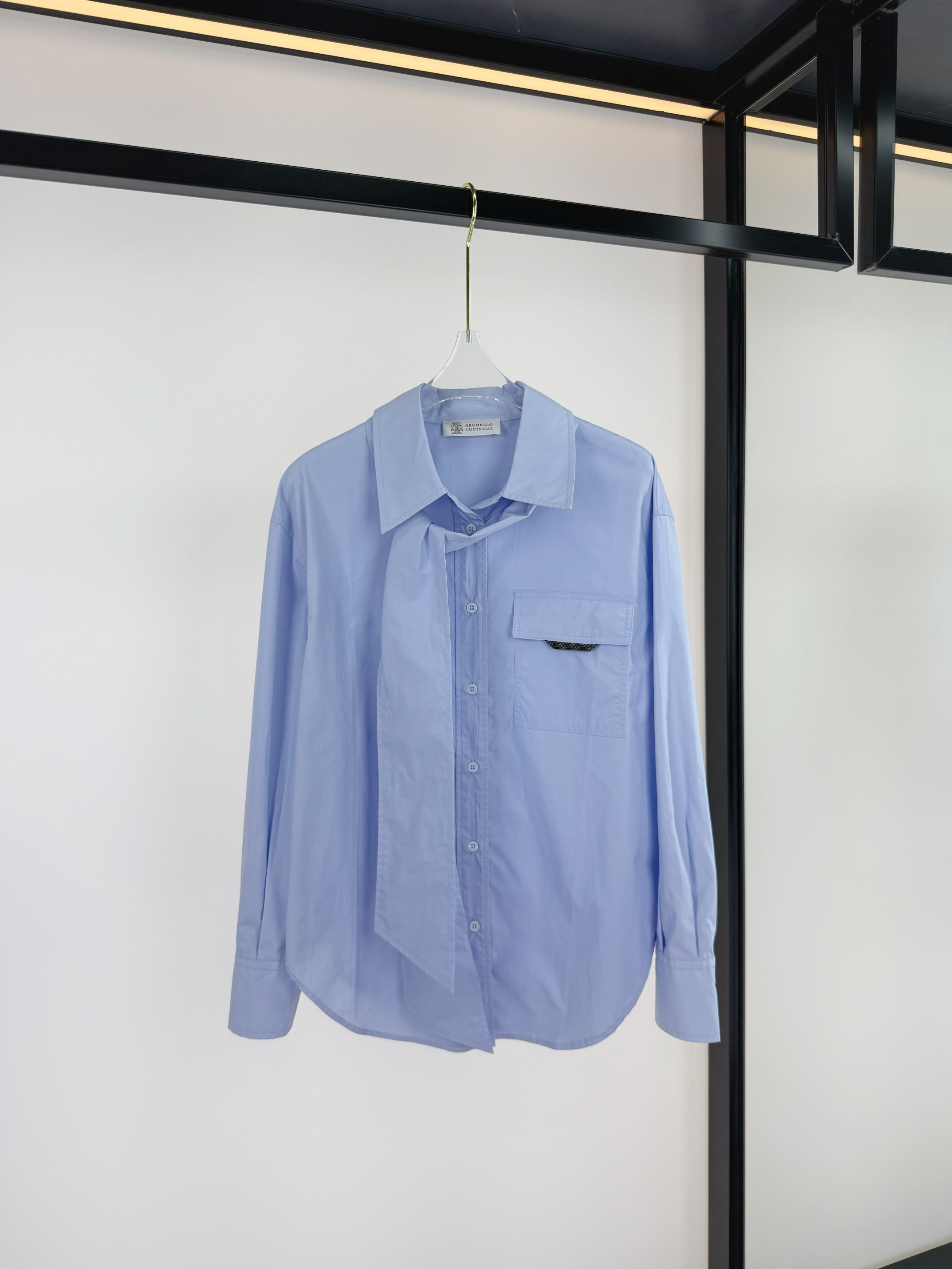 2025 Brumello Cucinelli Women’s Shirt with Unique Chain Pocket Design