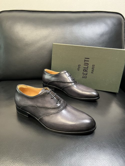 Berluti Men's Alessandro Edge Leather Oxford Dress Shoes - Gray 1 Berluti Men's Alessandro Edge Leather Oxford Dress Shoes - Gray