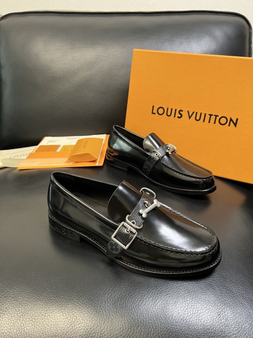 Louis Vuitton Men's Leather Loafers Italian Leather Black, Size 39-44