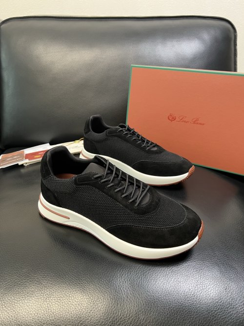 Loro Piana Men's Stylish Black Leather Sneakers - Comfort & Quality