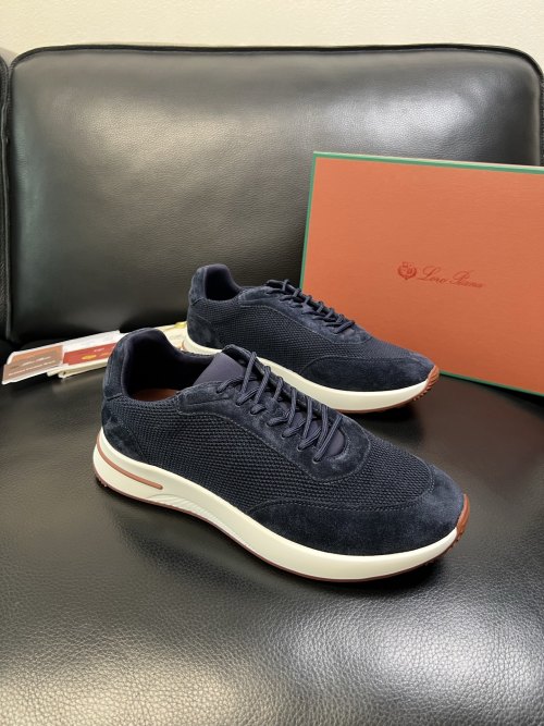 Loro Piana Men's Navy Suede and Mesh Sneakers Comfortable & Stylish 1 Loro Piana Men's Navy Suede and Mesh Sneakers Comfortable & Stylish