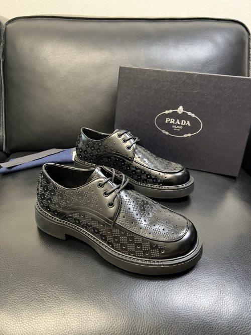 Prada Men's Leather Oxford Dress Shoes, Italian Craftsmanship, Size 39-44