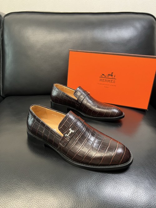 Luxury Men's Brown Alligator Leather Loafers with H Buckle Slip-Ons 1 Luxury Men's Brown Alligator Leather Loafers with H Buckle Slip-Ons