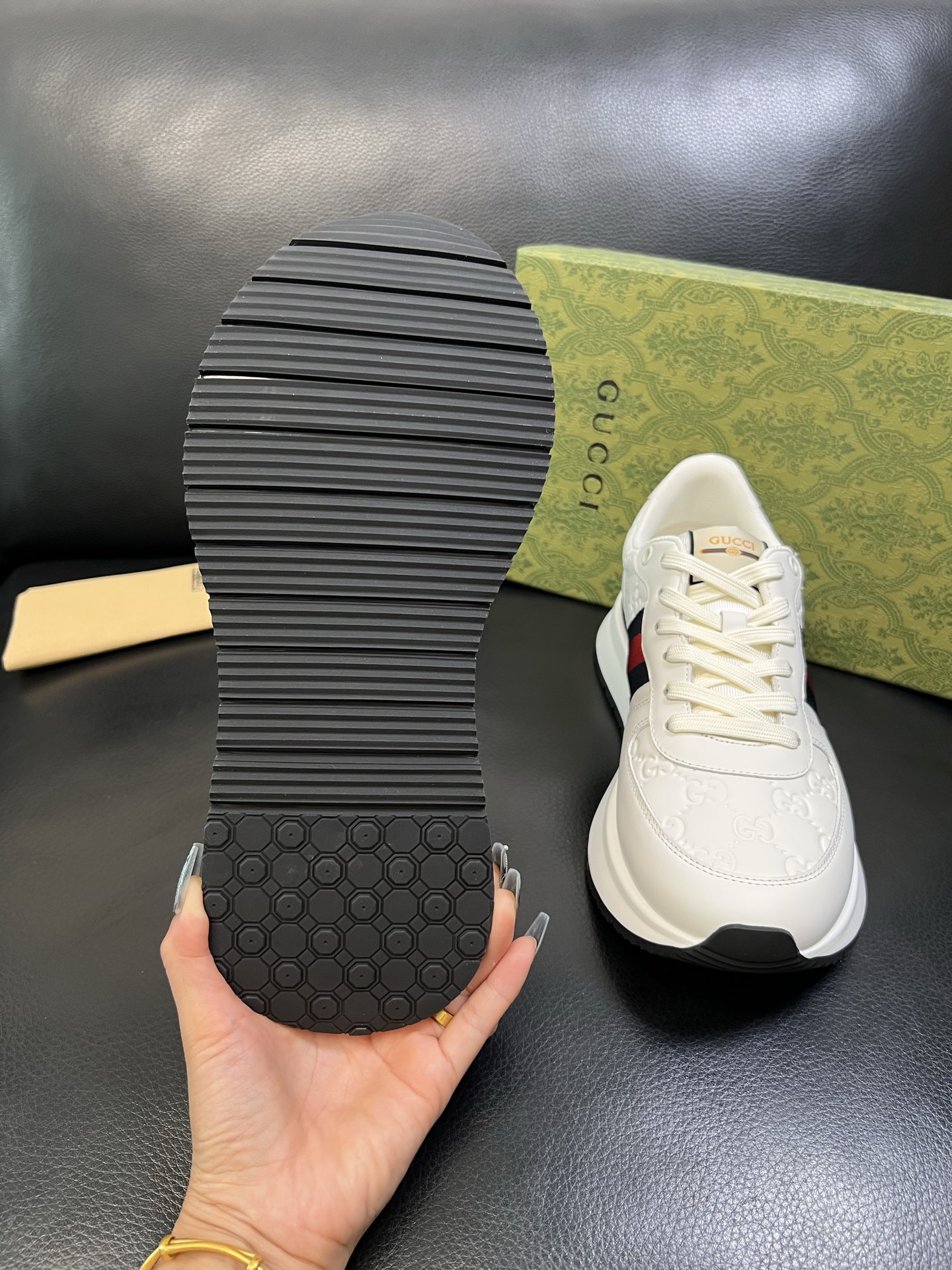 Gucci 高品质 顶级工艺品 古奇 专柜新款原厂配置，意大利进口牛皮搭配印花面料，进口牛皮内里垫，透气