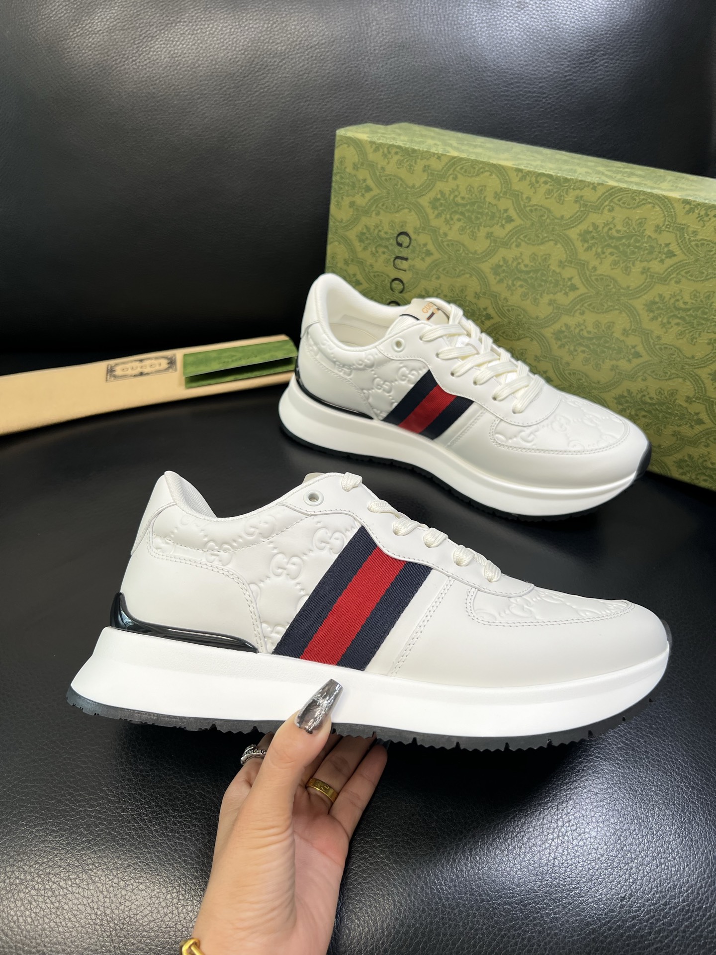 Gucci 高品质 顶级工艺品 古奇 专柜新款原厂配置，意大利进口牛皮搭配印花面料，进口牛皮内里垫，透气