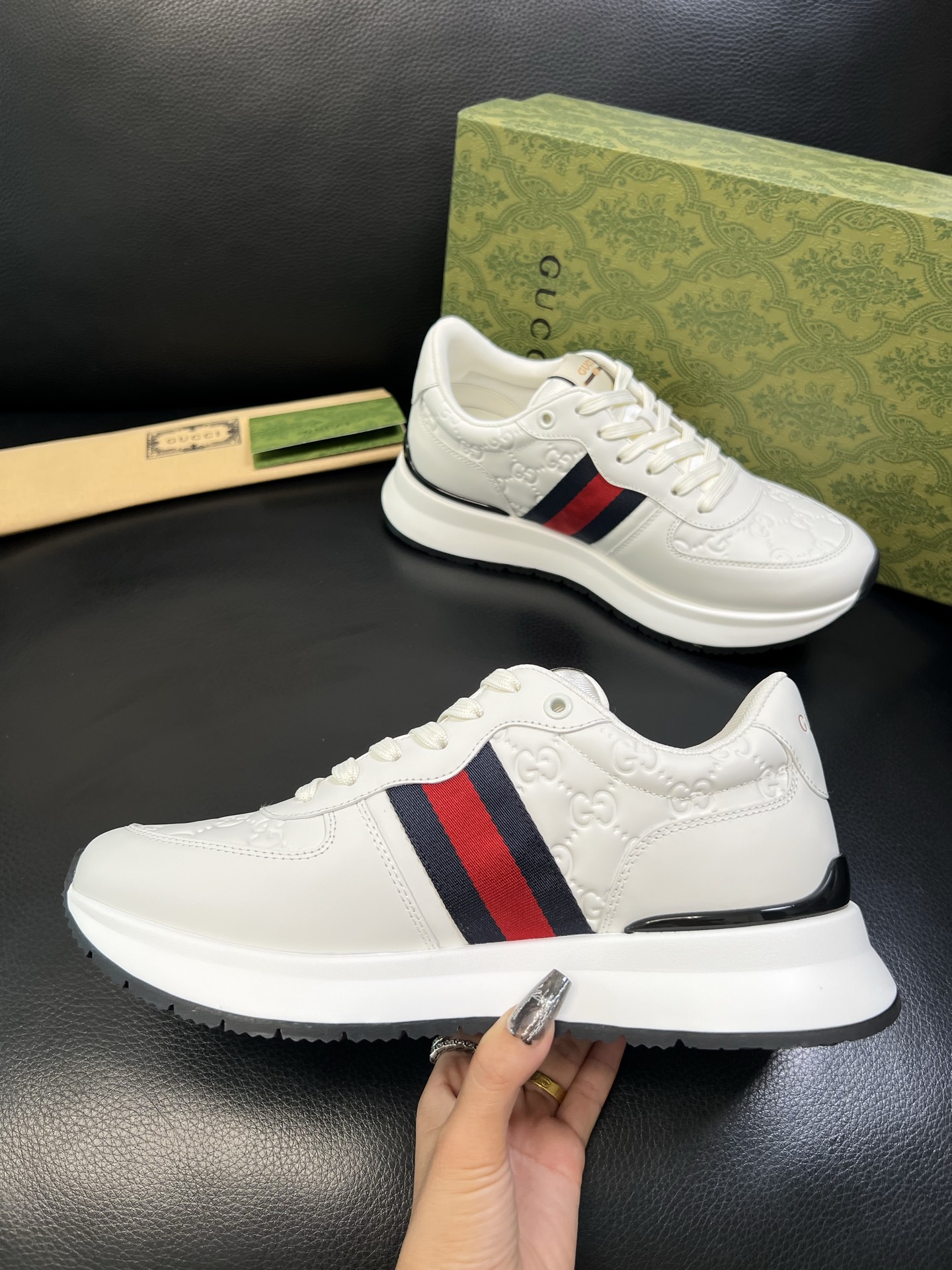 Gucci 高品质 顶级工艺品 古奇 专柜新款原厂配置，意大利进口牛皮搭配印花面料，进口牛皮内里垫，透气