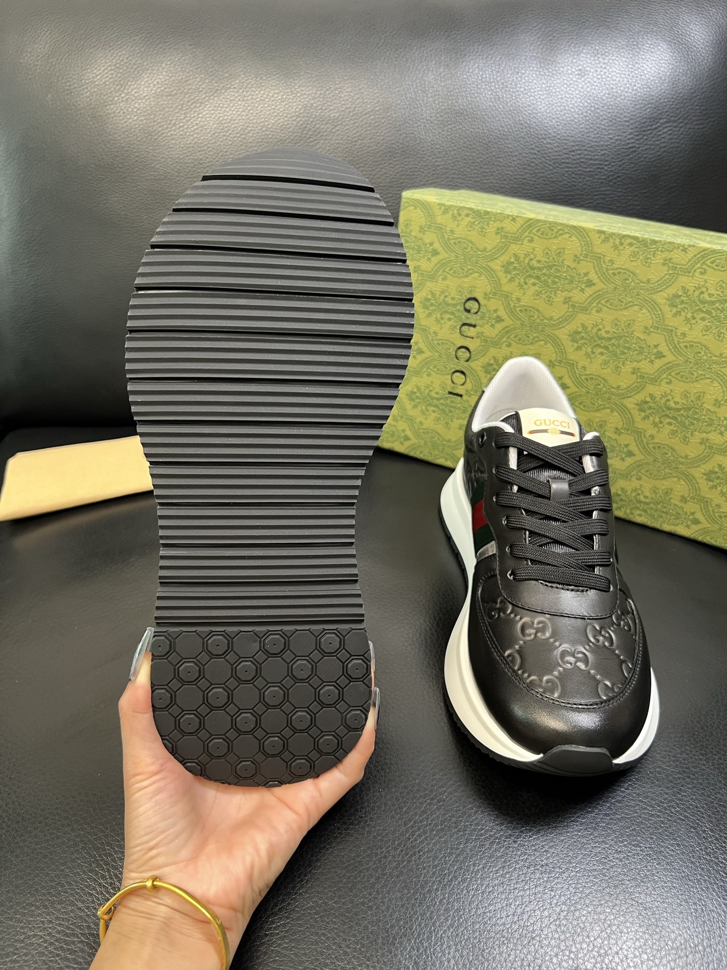 Gucci 高品质 顶级工艺品 古奇 专柜新款原厂配置，意大利进口牛皮搭配印花面料，进口牛皮内里垫，透气