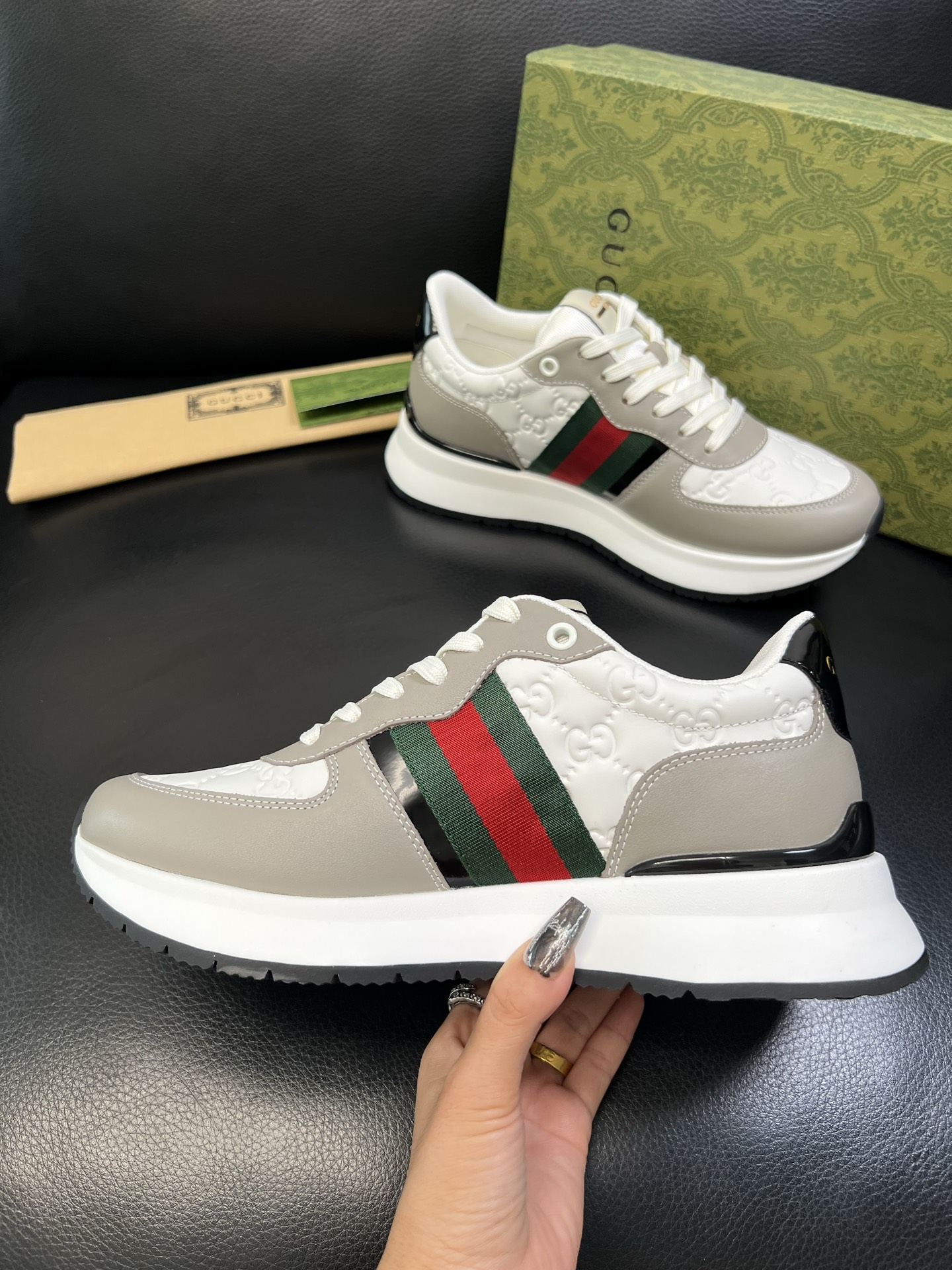 Gucci 高品质 顶级工艺品 古奇 专柜新款原厂配置，意大利进口牛皮搭配印花面料，进口牛皮内里垫，透气