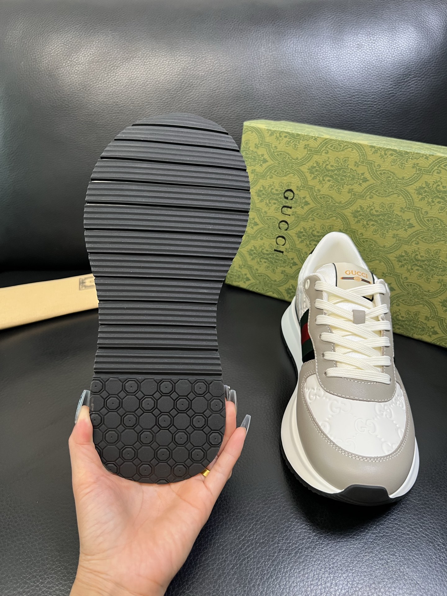 Gucci 高品质 顶级工艺品 古奇 专柜新款原厂配置，意大利进口牛皮搭配印花面料，进口牛皮内里垫，透气