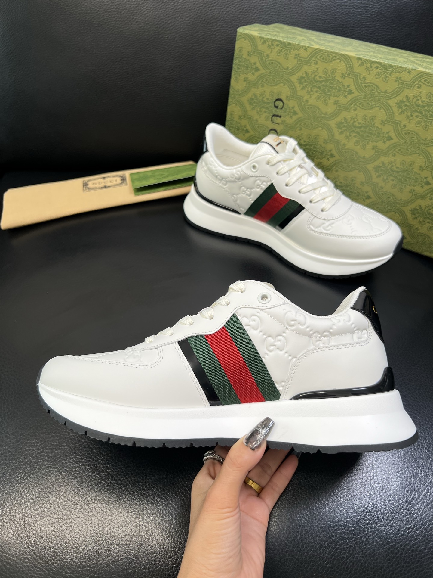 Gucci 高品质 顶级工艺品 古奇 专柜新款原厂配置，意大利进口牛皮搭配印花面料，进口牛皮内里垫，透气