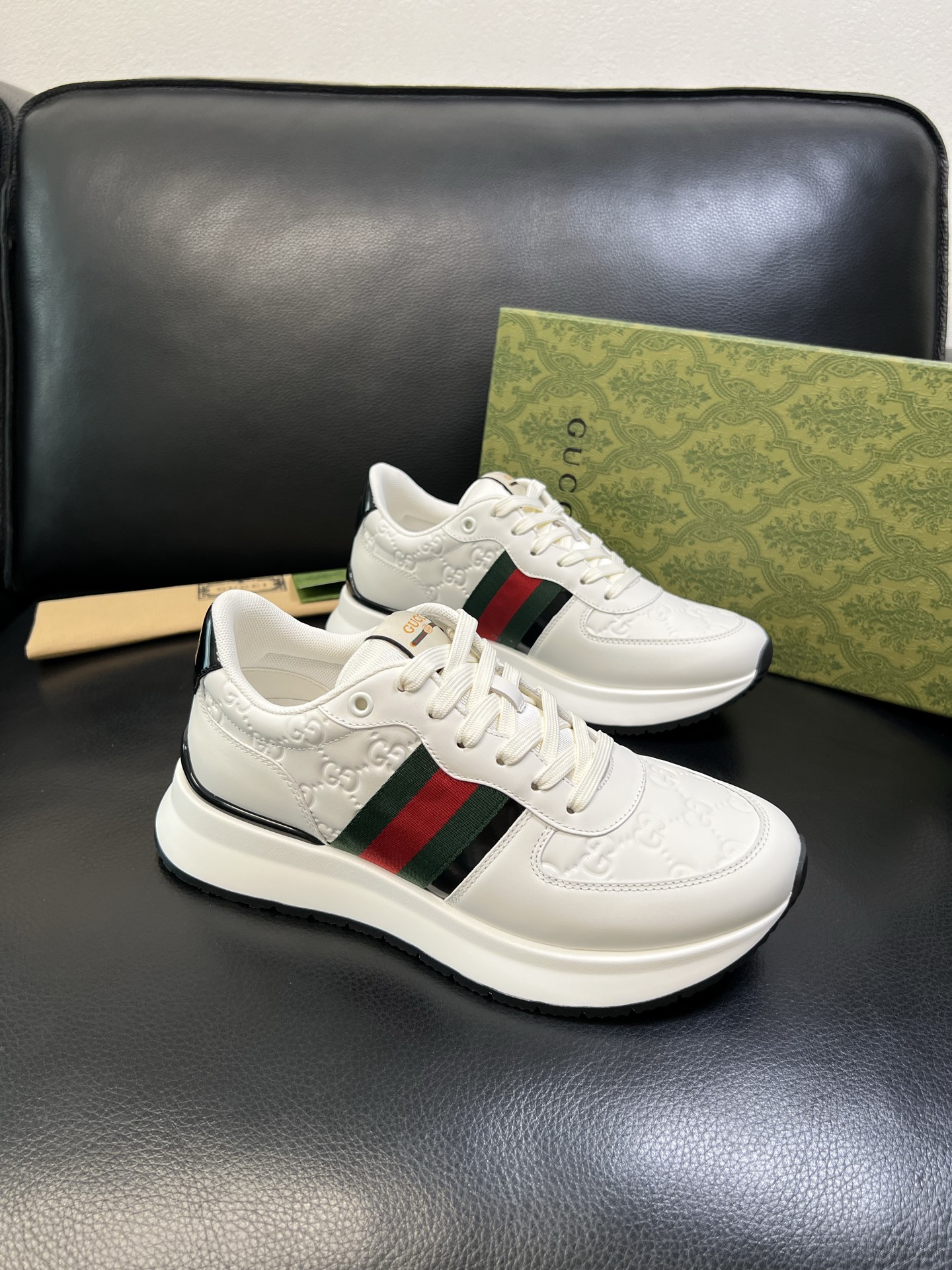 Gucci 高品质 顶级工艺品 古奇 专柜新款原厂配置，意大利进口牛皮搭配印花面料，进口牛皮内里垫，透气