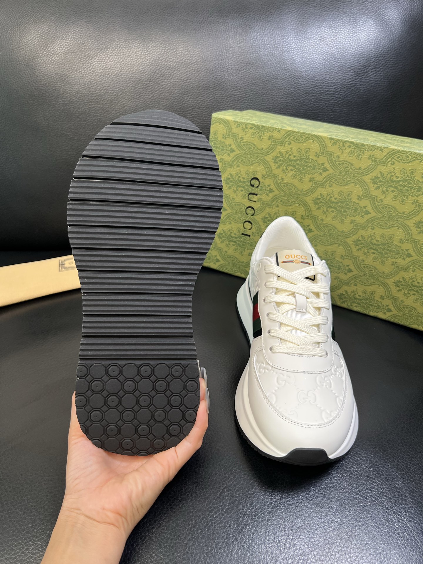 Gucci 高品质 顶级工艺品 古奇 专柜新款原厂配置，意大利进口牛皮搭配印花面料，进口牛皮内里垫，透气