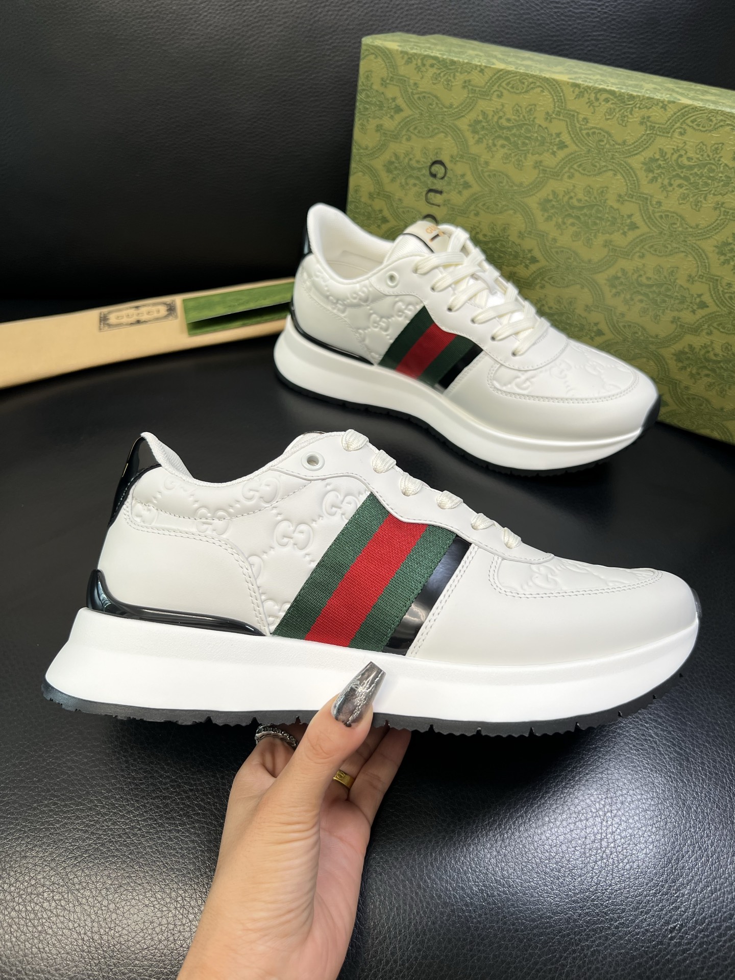 Gucci 高品质 顶级工艺品 古奇 专柜新款原厂配置，意大利进口牛皮搭配印花面料，进口牛皮内里垫，透气