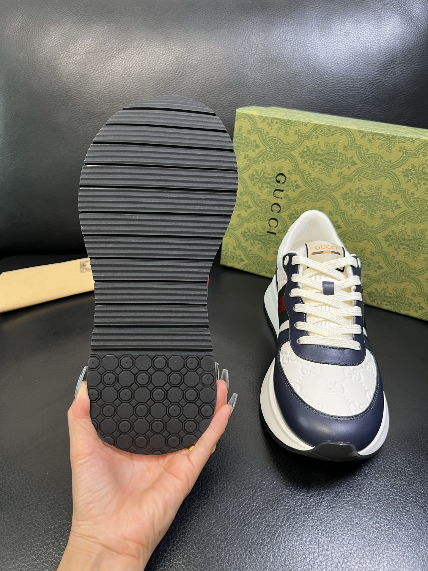 Gucci 高品质 顶级工艺品 古奇 专柜新款原厂配置，意大利进口牛皮搭配印花面料，进口牛皮内里垫，透气