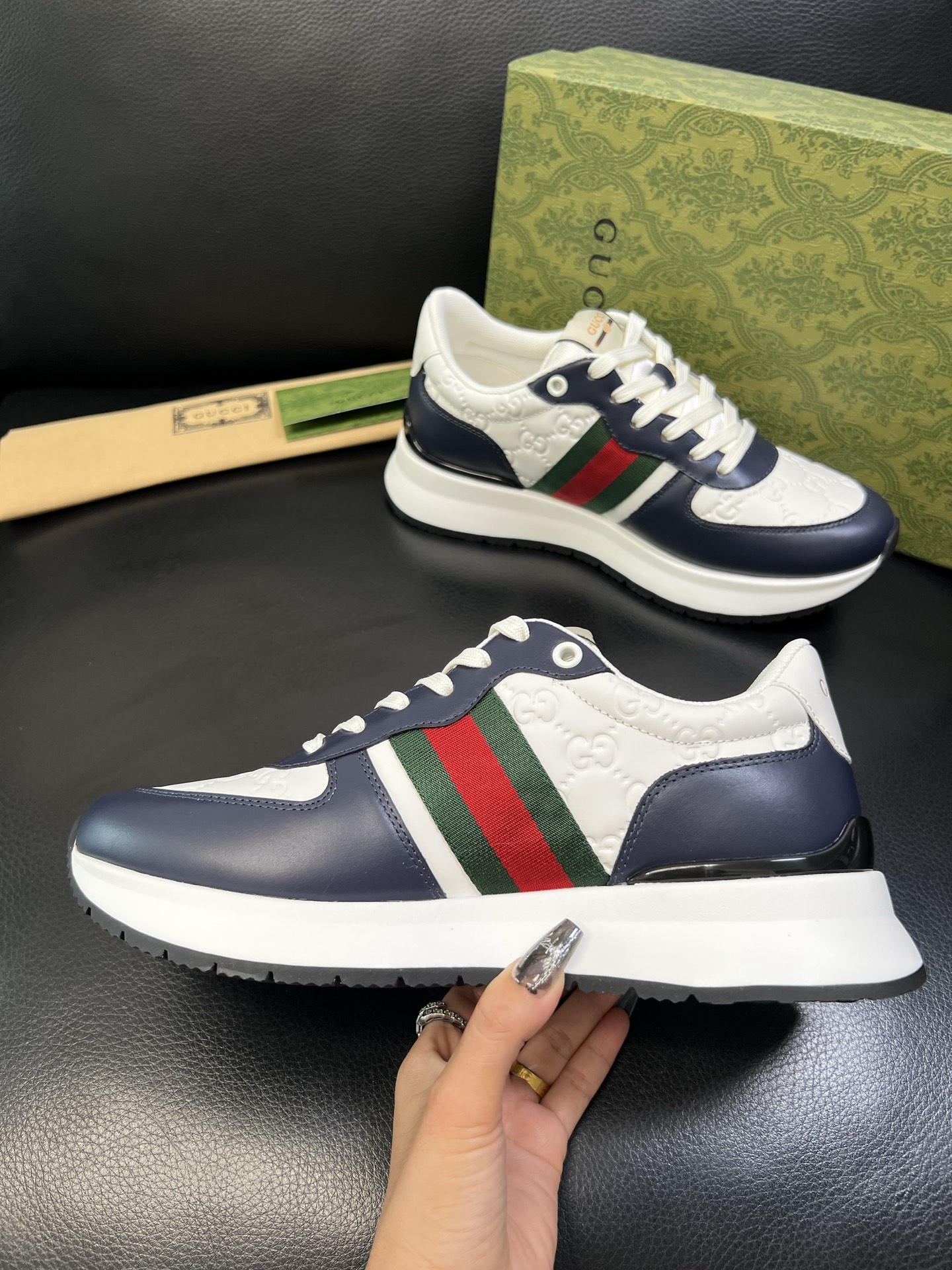 Gucci 高品质 顶级工艺品 古奇 专柜新款原厂配置，意大利进口牛皮搭配印花面料，进口牛皮内里垫，透气