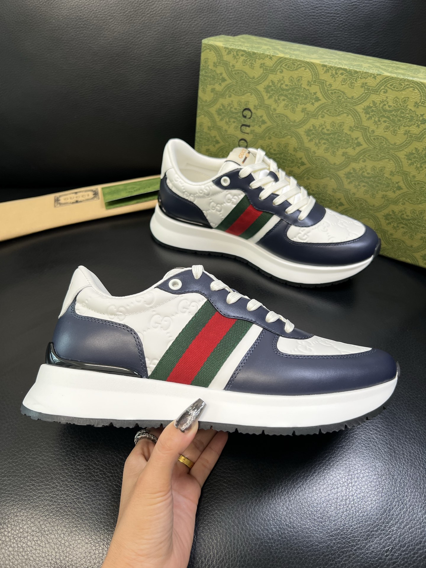 Gucci 高品质 顶级工艺品 古奇 专柜新款原厂配置，意大利进口牛皮搭配印花面料，进口牛皮内里垫，透气