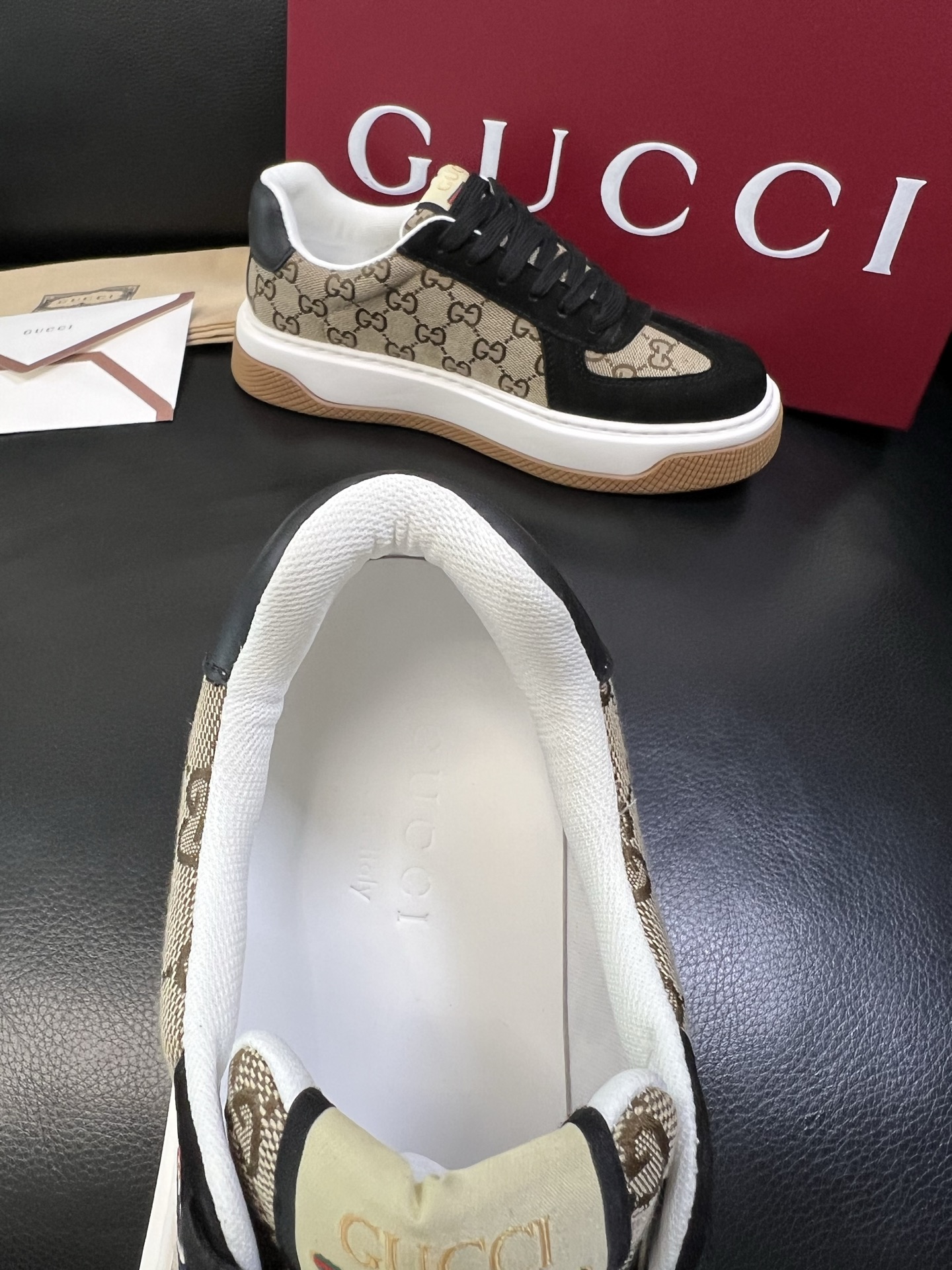 Gucci 高品质 顶级工艺品 古奇 专柜新款原厂配置，意大利进口牛皮搭配印花布面料，进口牛皮内里垫，透