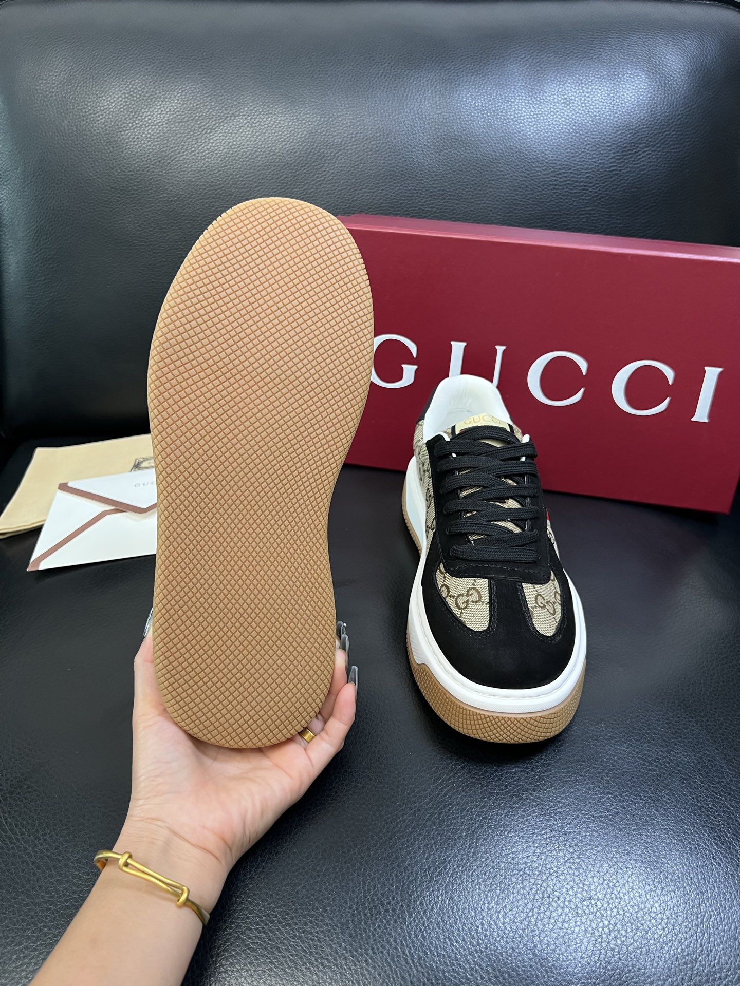 Gucci 高品质 顶级工艺品 古奇 专柜新款原厂配置，意大利进口牛皮搭配印花布面料，进口牛皮内里垫，透