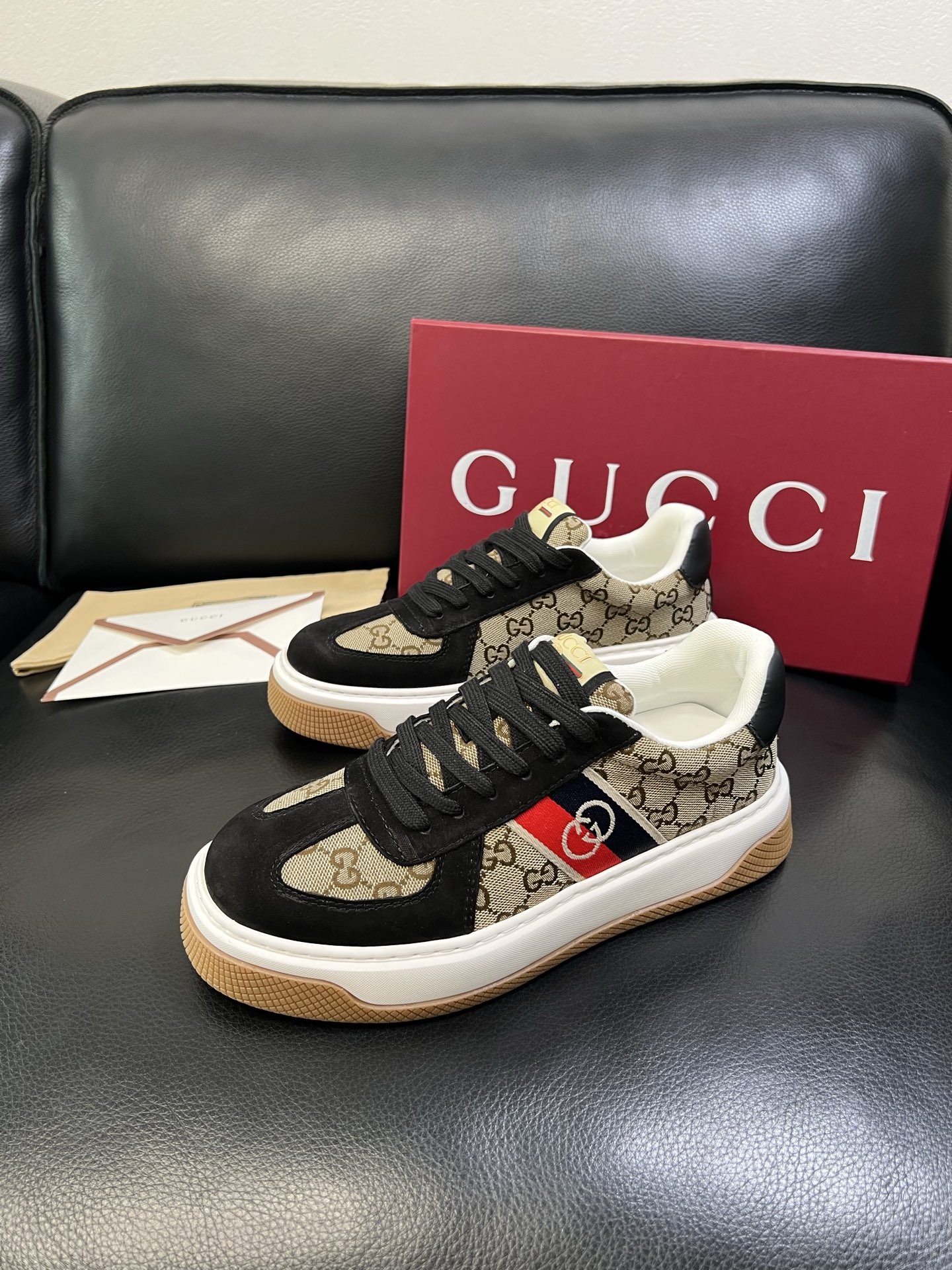 Gucci 高品质 顶级工艺品 古奇 专柜新款原厂配置，意大利进口牛皮搭配印花布面料，进口牛皮内里垫，透