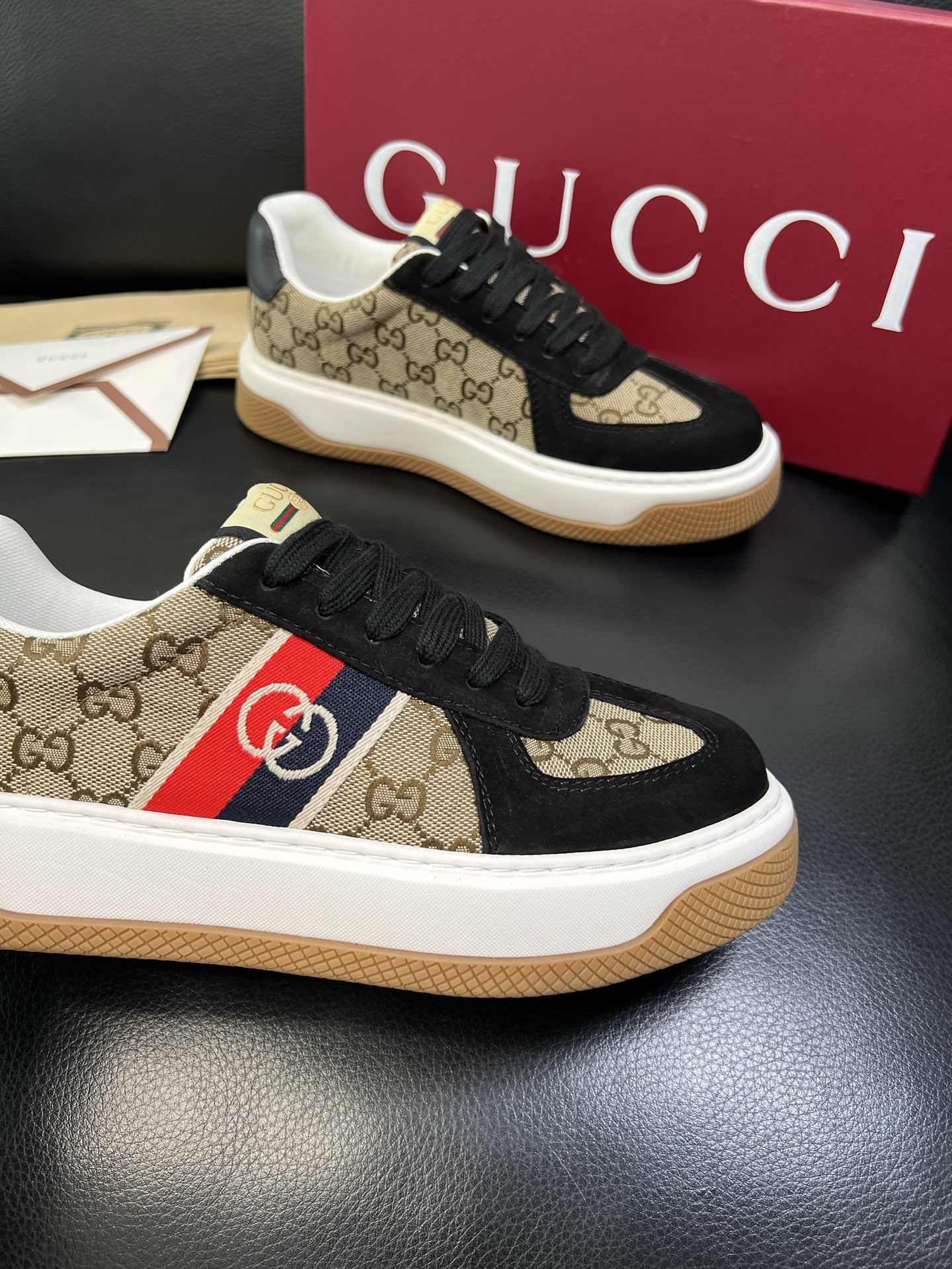 Gucci 高品质 顶级工艺品 古奇 专柜新款原厂配置，意大利进口牛皮搭配印花布面料，进口牛皮内里垫，透