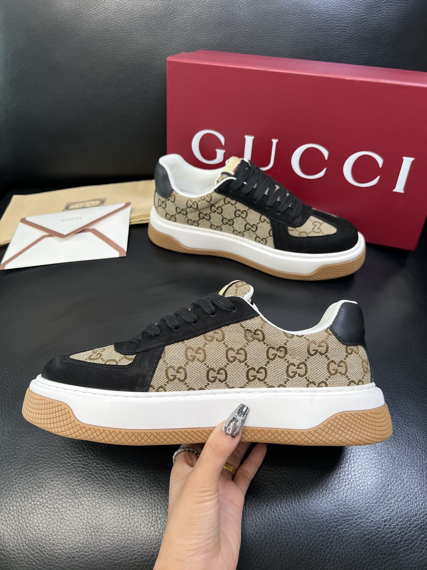 Gucci 高品质 顶级工艺品 古奇 专柜新款原厂配置，意大利进口牛皮搭配印花布面料，进口牛皮内里垫，透
