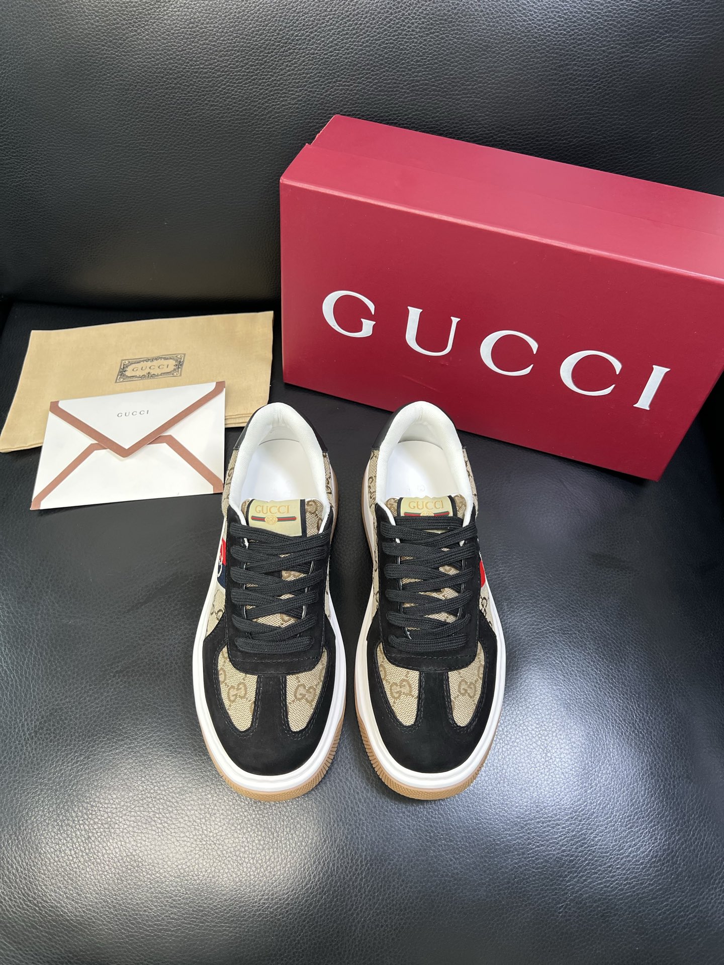 Gucci 高品质 顶级工艺品 古奇 专柜新款原厂配置，意大利进口牛皮搭配印花布面料，进口牛皮内里垫，透