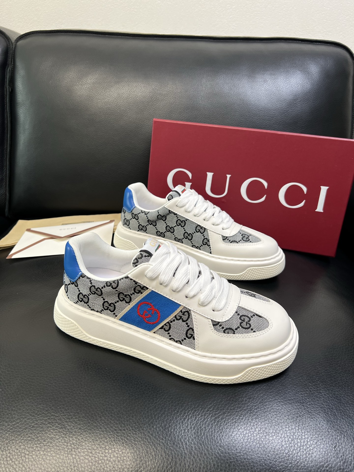 Gucci 高品质 顶级工艺品 古奇 专柜新款原厂配置，意大利进口牛皮搭配印花布面料，进口牛皮内里垫，透
