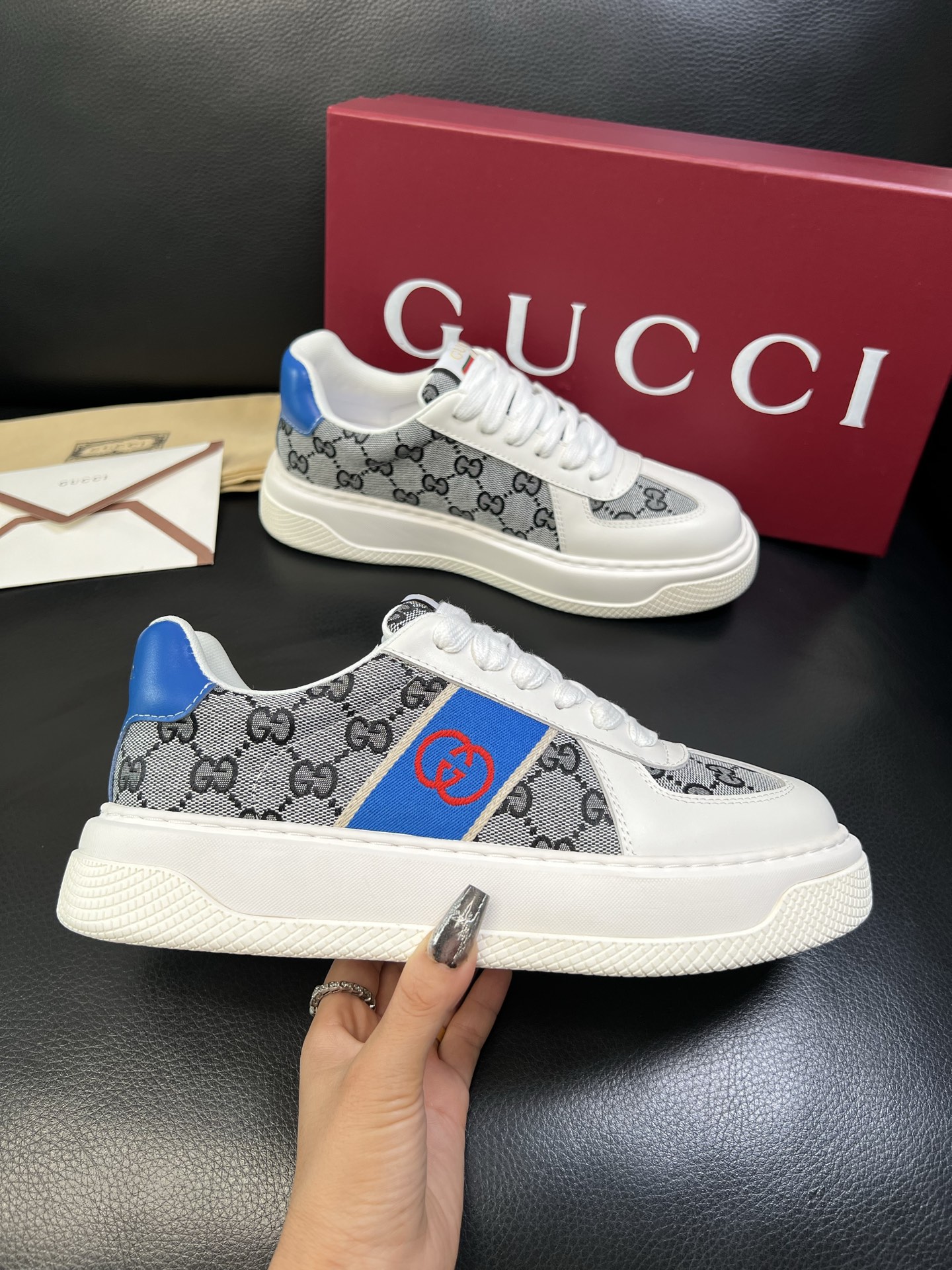 Gucci 高品质 顶级工艺品 古奇 专柜新款原厂配置，意大利进口牛皮搭配印花布面料，进口牛皮内里垫，透