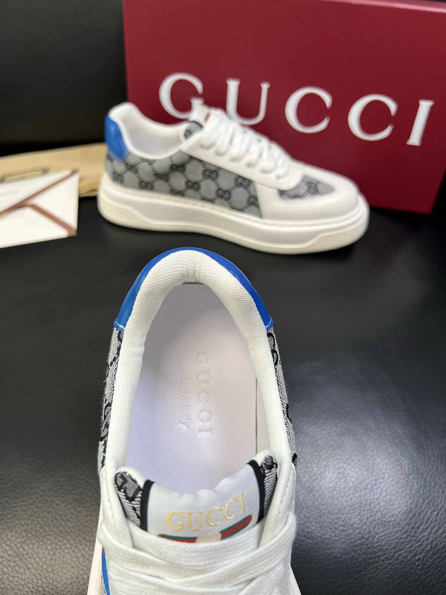 Gucci 高品质 顶级工艺品 古奇 专柜新款原厂配置，意大利进口牛皮搭配印花布面料，进口牛皮内里垫，透