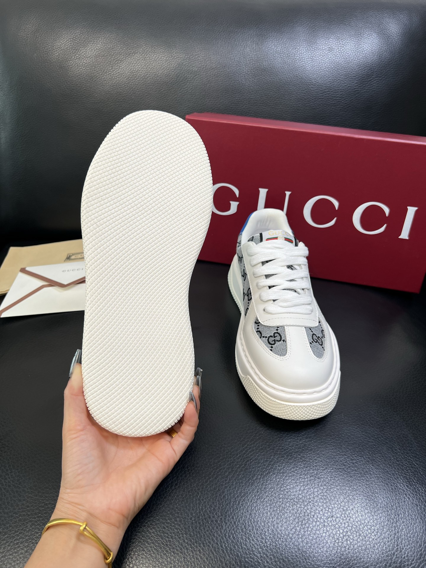 Gucci 高品质 顶级工艺品 古奇 专柜新款原厂配置，意大利进口牛皮搭配印花布面料，进口牛皮内里垫，透