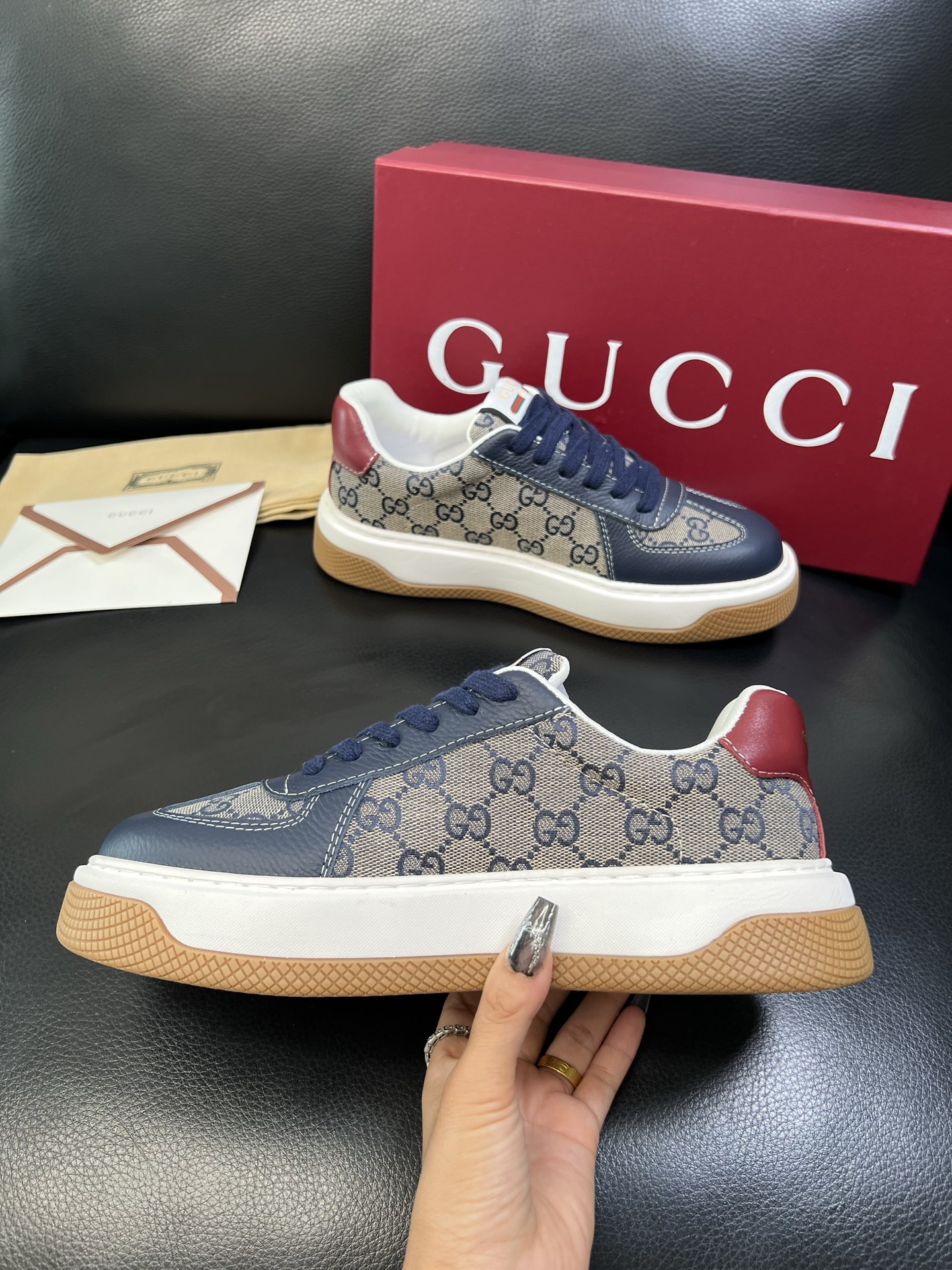 Gucci 高品质 顶级工艺品 古奇 专柜新款原厂配置，意大利进口牛皮搭配印花布面料，进口牛皮内里垫，透