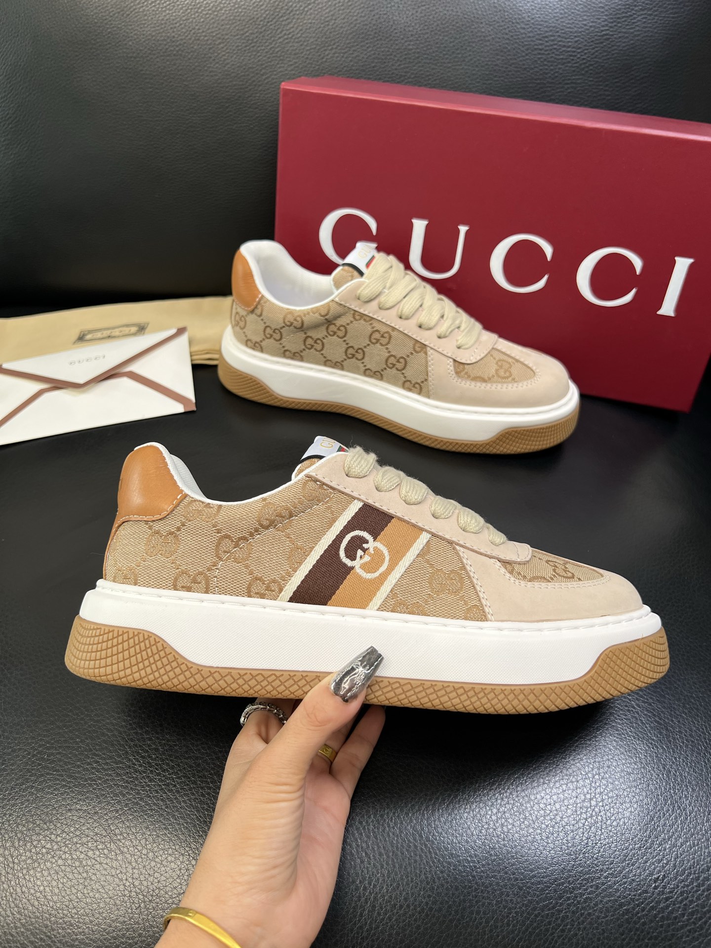 Gucci 高品质 顶级工艺品 古奇 专柜新款原厂配置，意大利进口牛皮搭配印花布面料，进口牛皮内里垫，透