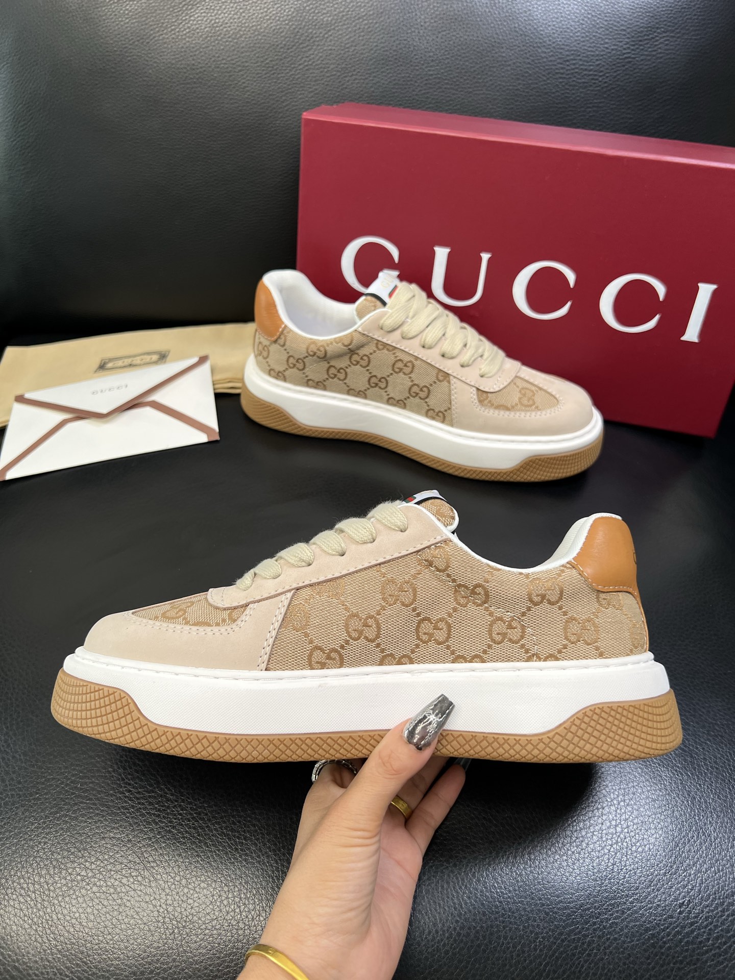 Gucci 高品质 顶级工艺品 古奇 专柜新款原厂配置，意大利进口牛皮搭配印花布面料，进口牛皮内里垫，透