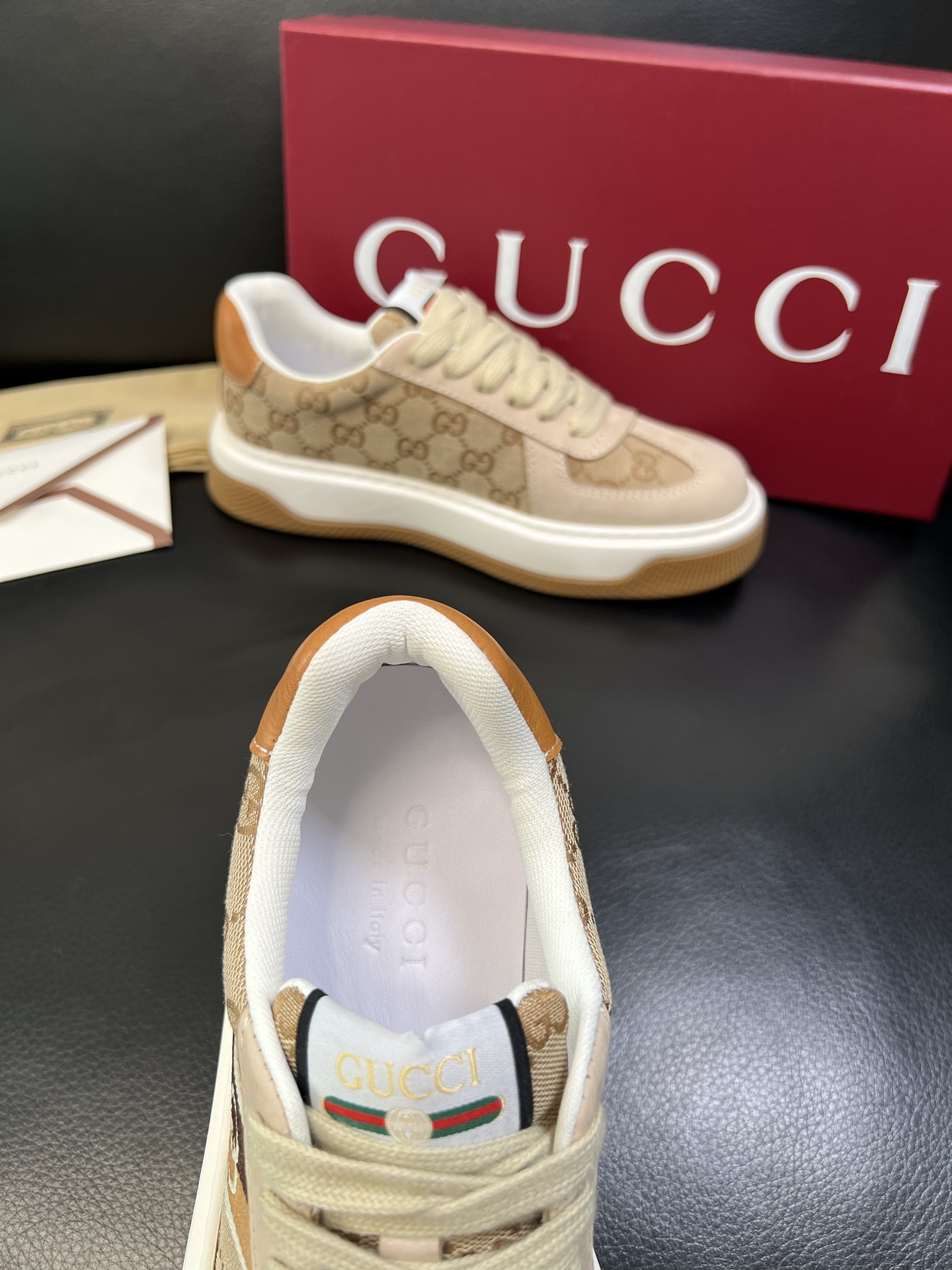 Gucci 高品质 顶级工艺品 古奇 专柜新款原厂配置，意大利进口牛皮搭配印花布面料，进口牛皮内里垫，透