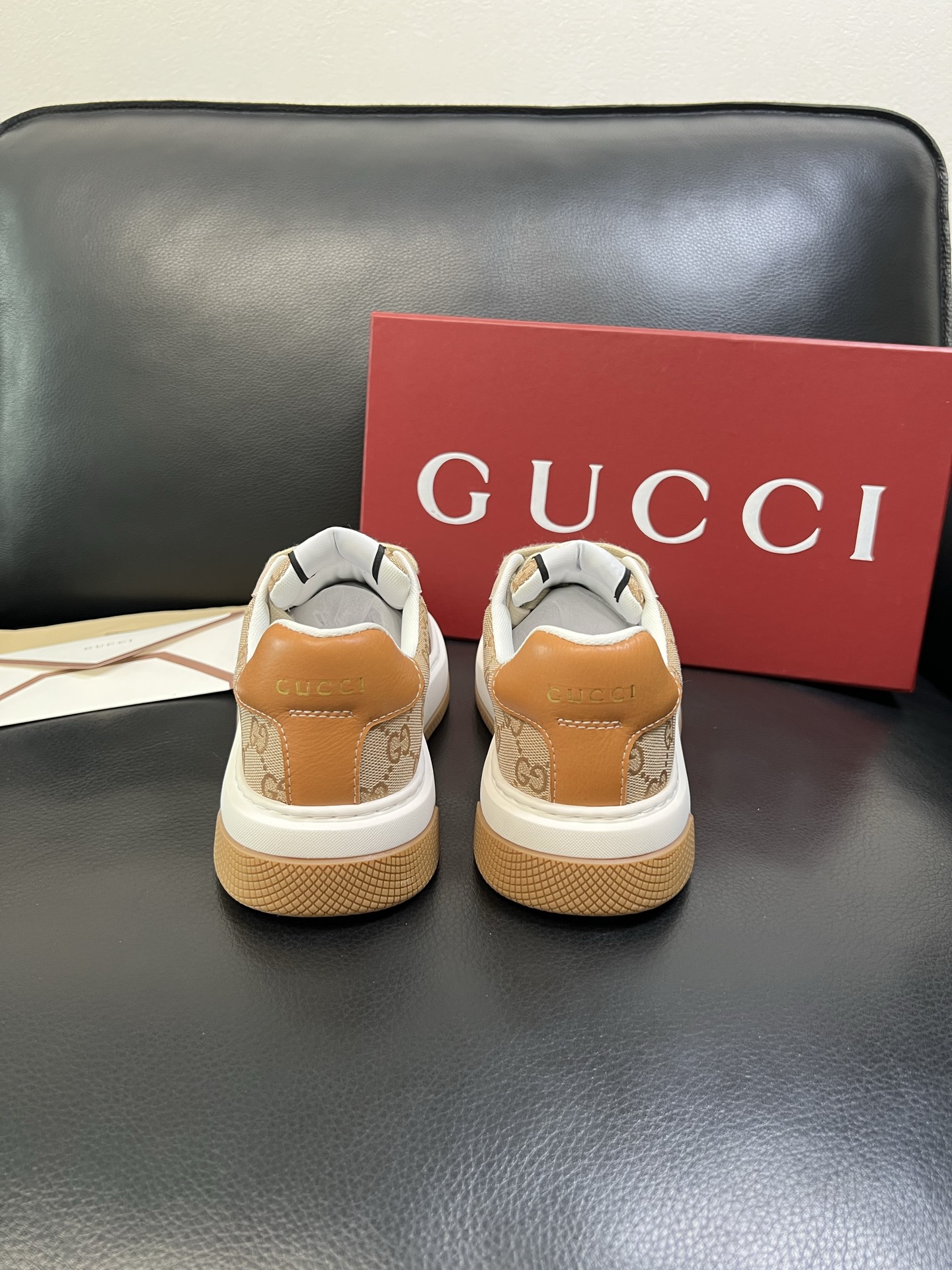 Gucci 高品质 顶级工艺品 古奇 专柜新款原厂配置，意大利进口牛皮搭配印花布面料，进口牛皮内里垫，透