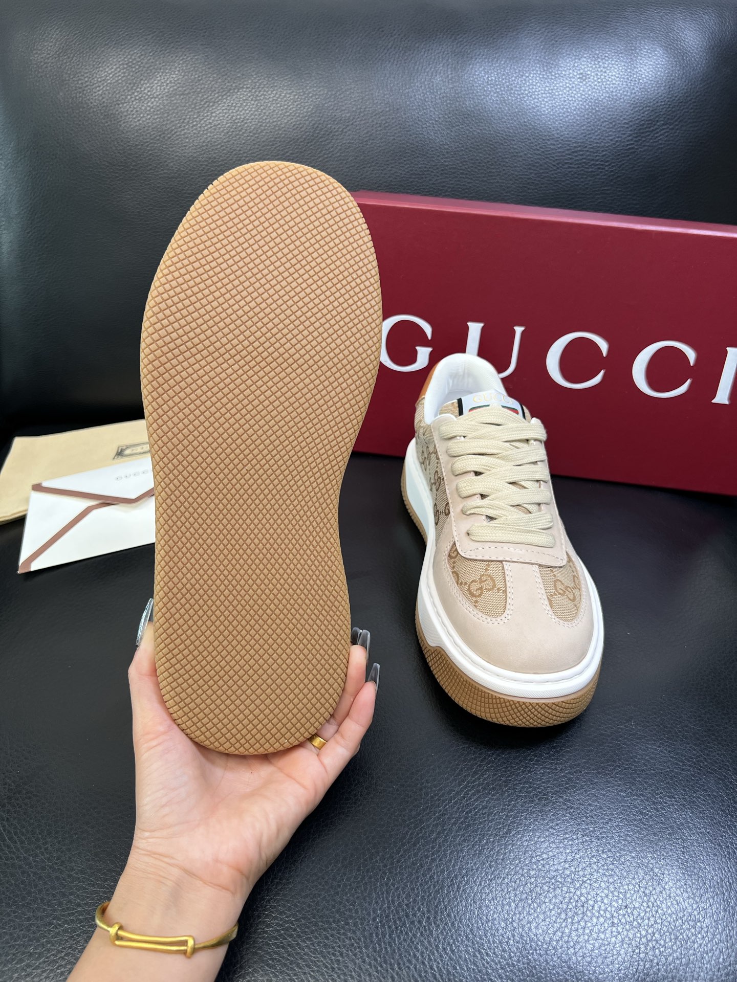 Gucci 高品质 顶级工艺品 古奇 专柜新款原厂配置，意大利进口牛皮搭配印花布面料，进口牛皮内里垫，透