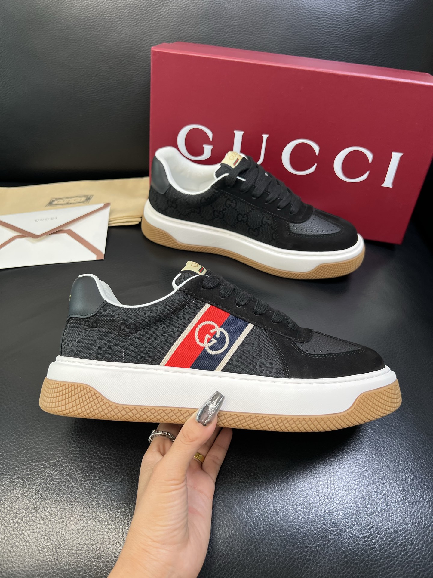 Gucci 高品质 顶级工艺品 古奇 专柜新款原厂配置，意大利进口牛皮搭配印花布面料，进口牛皮内里垫，透