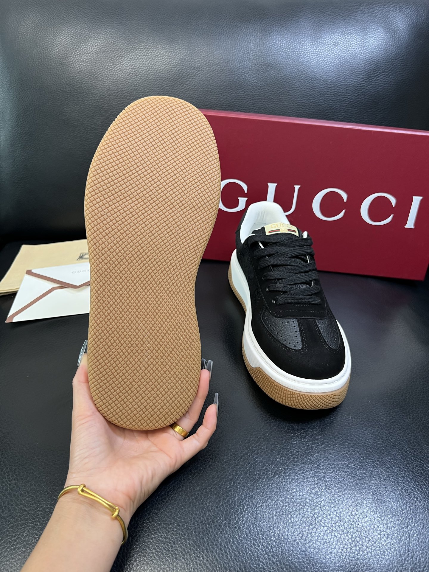 Gucci 高品质 顶级工艺品 古奇 专柜新款原厂配置，意大利进口牛皮搭配印花布面料，进口牛皮内里垫，透