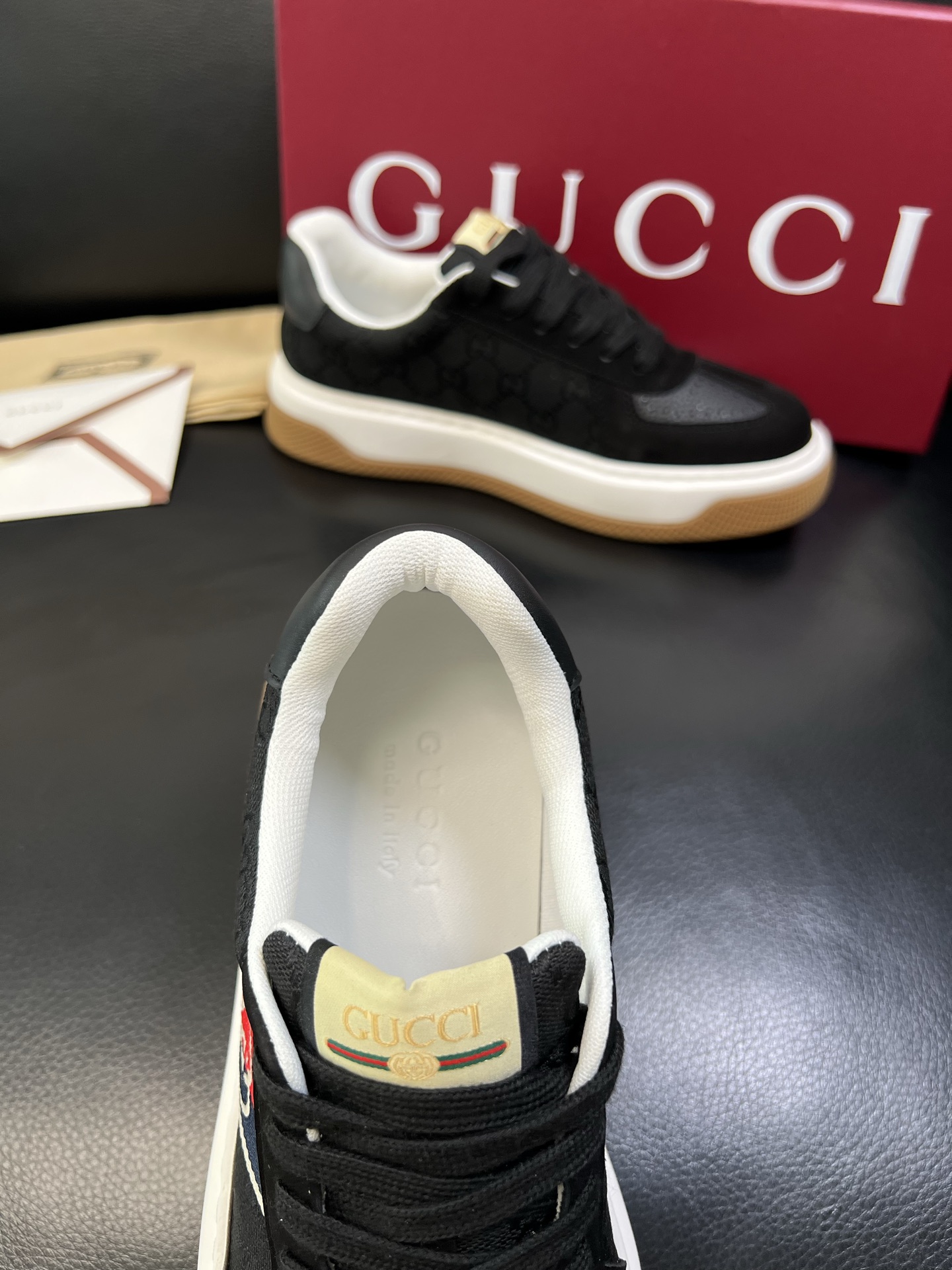 Gucci 高品质 顶级工艺品 古奇 专柜新款原厂配置，意大利进口牛皮搭配印花布面料，进口牛皮内里垫，透