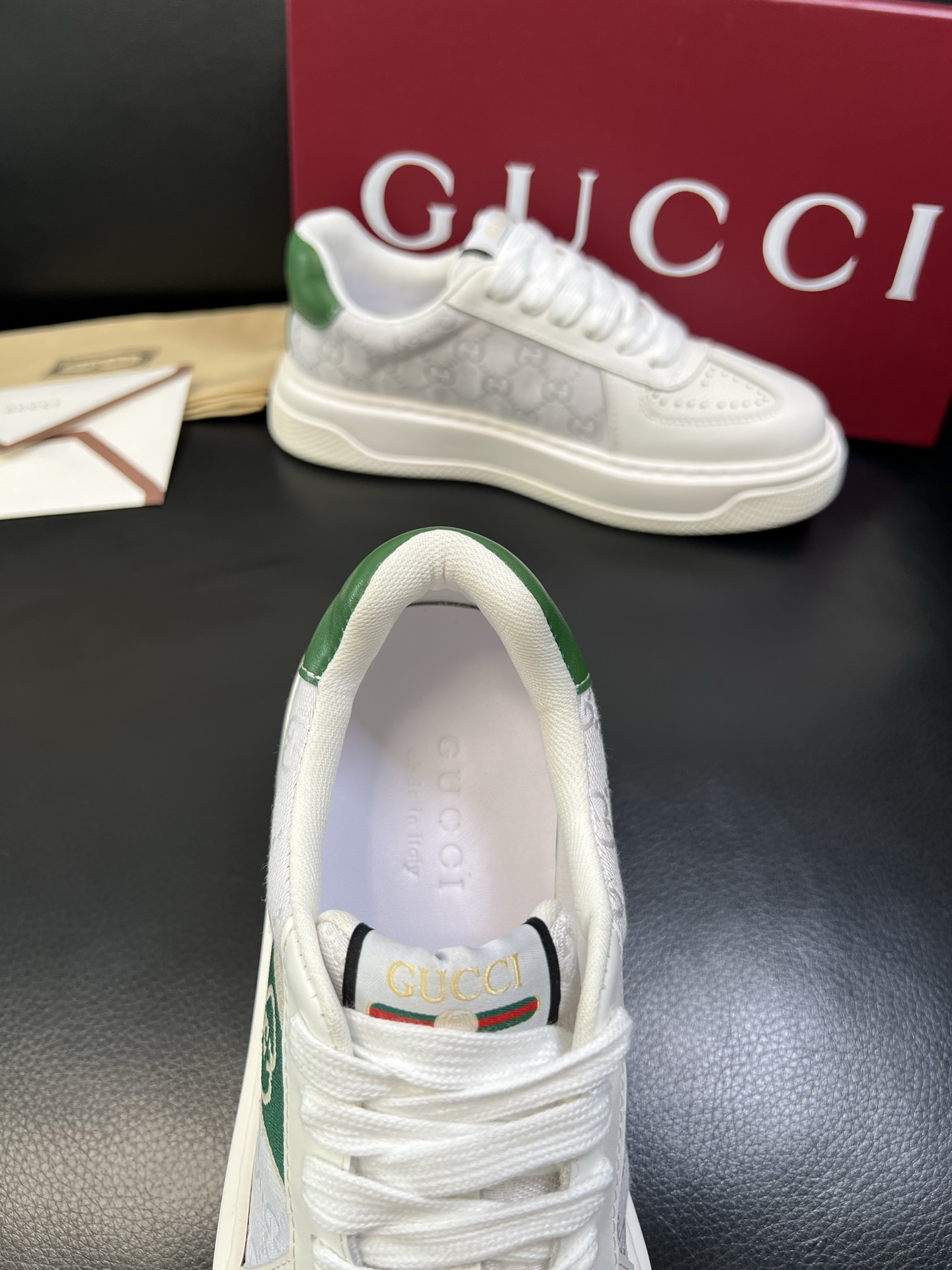 Gucci 高品质 顶级工艺品 古奇 专柜新款原厂配置，意大利进口牛皮搭配印花布面料，进口牛皮内里垫，透