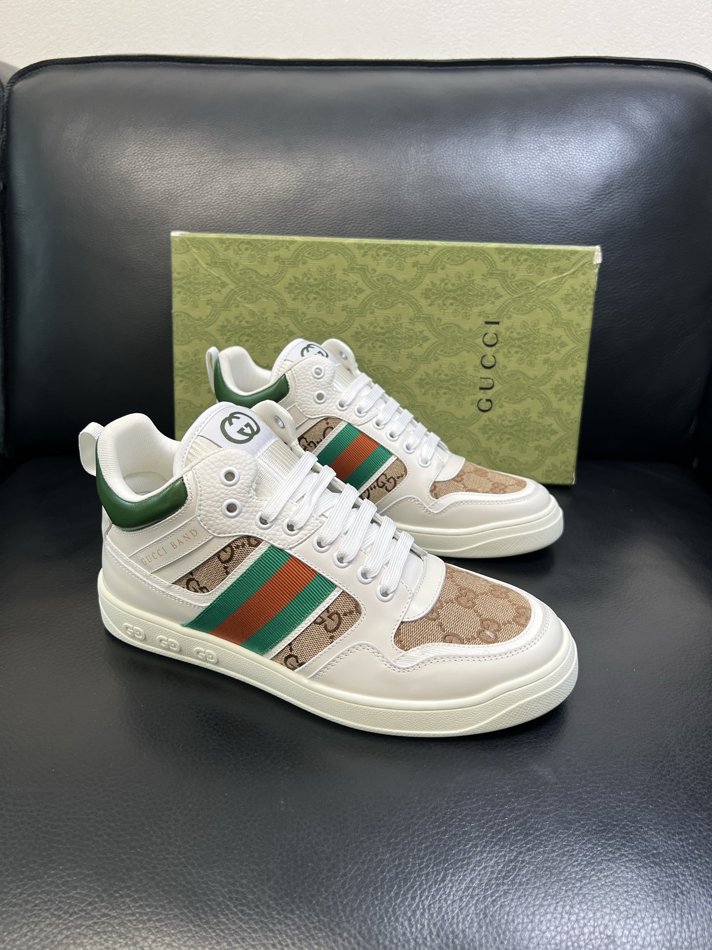 Gucci 高品质 顶级工艺品 古奇 专柜新款原厂配置，意大利进口牛皮搭配印花面料，进口牛皮内里垫，透气