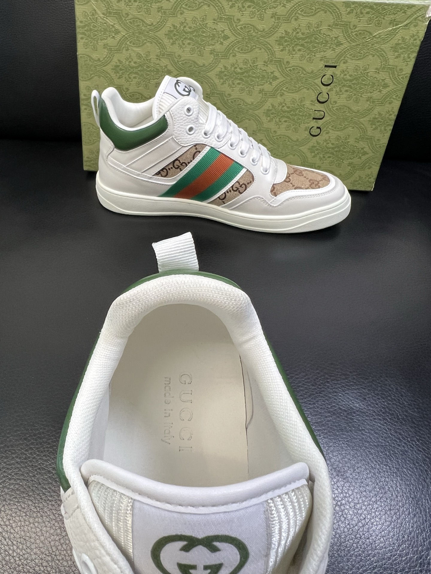 Gucci 高品质 顶级工艺品 古奇 专柜新款原厂配置，意大利进口牛皮搭配印花面料，进口牛皮内里垫，透气