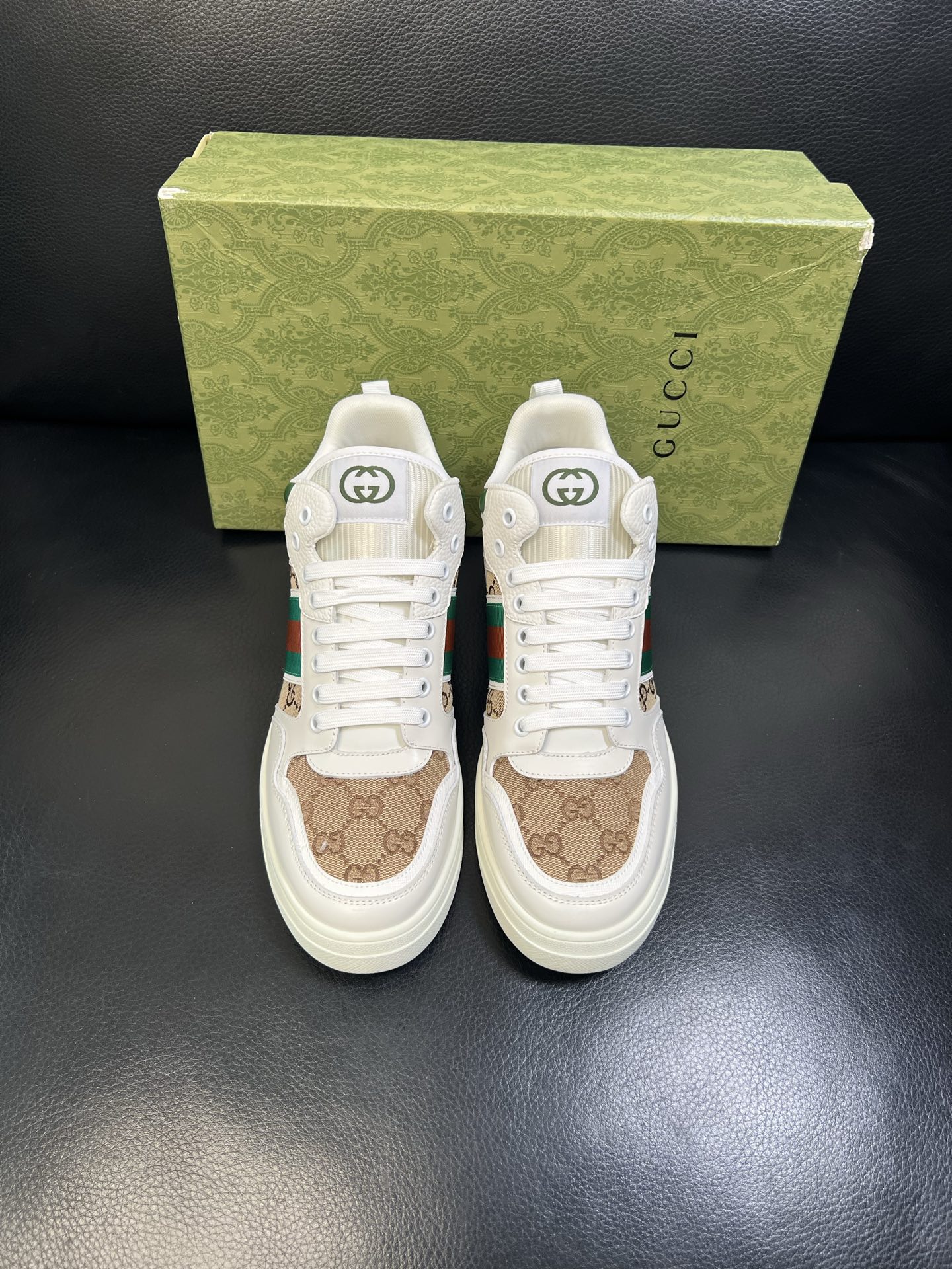 Gucci 高品质 顶级工艺品 古奇 专柜新款原厂配置，意大利进口牛皮搭配印花面料，进口牛皮内里垫，透气