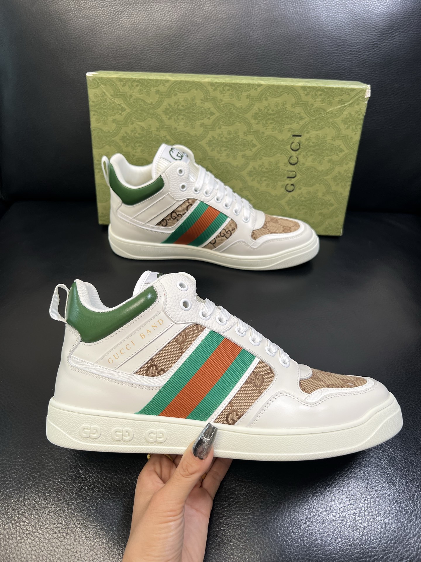 Gucci 高品质 顶级工艺品 古奇 专柜新款原厂配置，意大利进口牛皮搭配印花面料，进口牛皮内里垫，透气