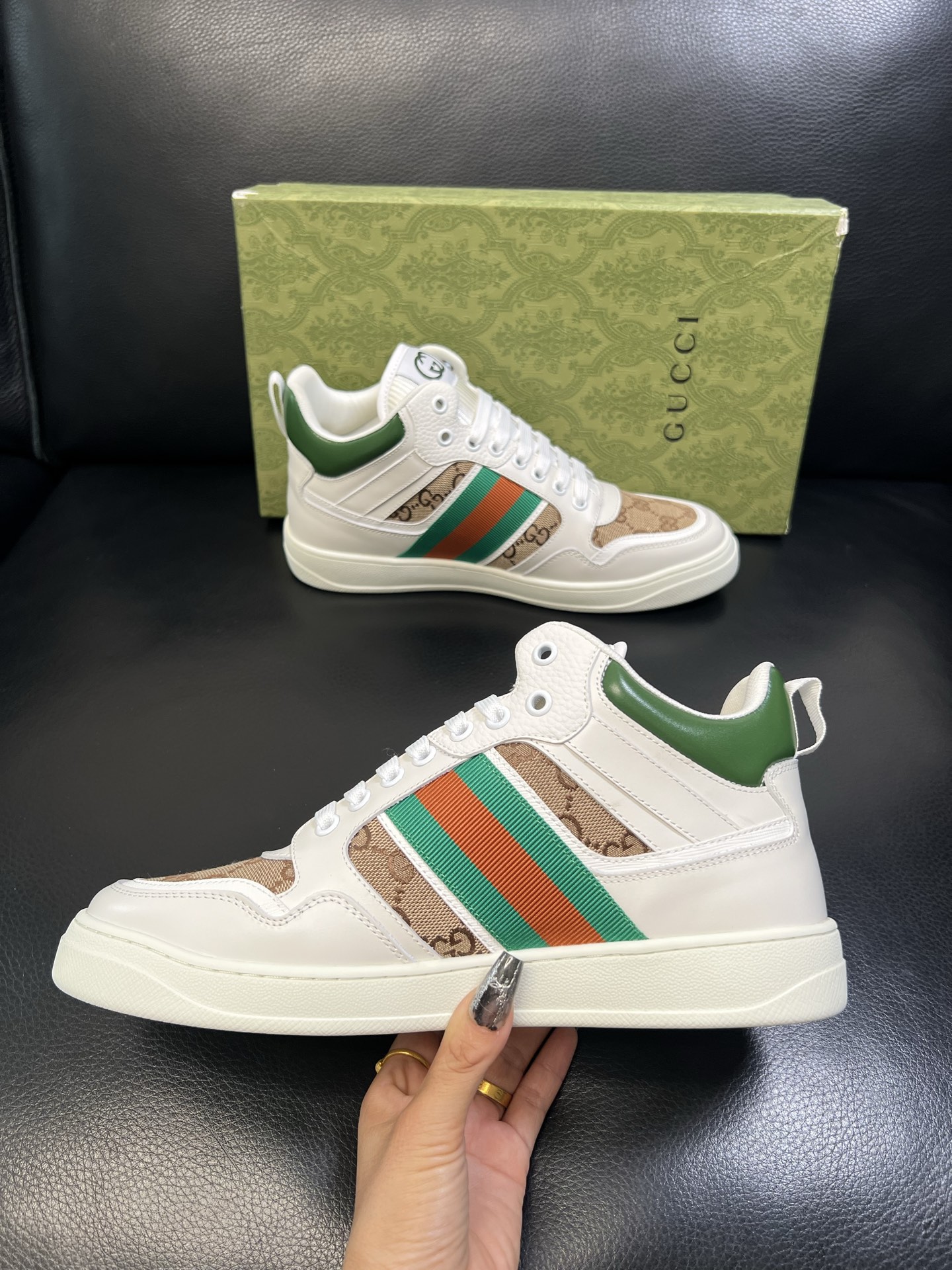 Gucci 高品质 顶级工艺品 古奇 专柜新款原厂配置，意大利进口牛皮搭配印花面料，进口牛皮内里垫，透气