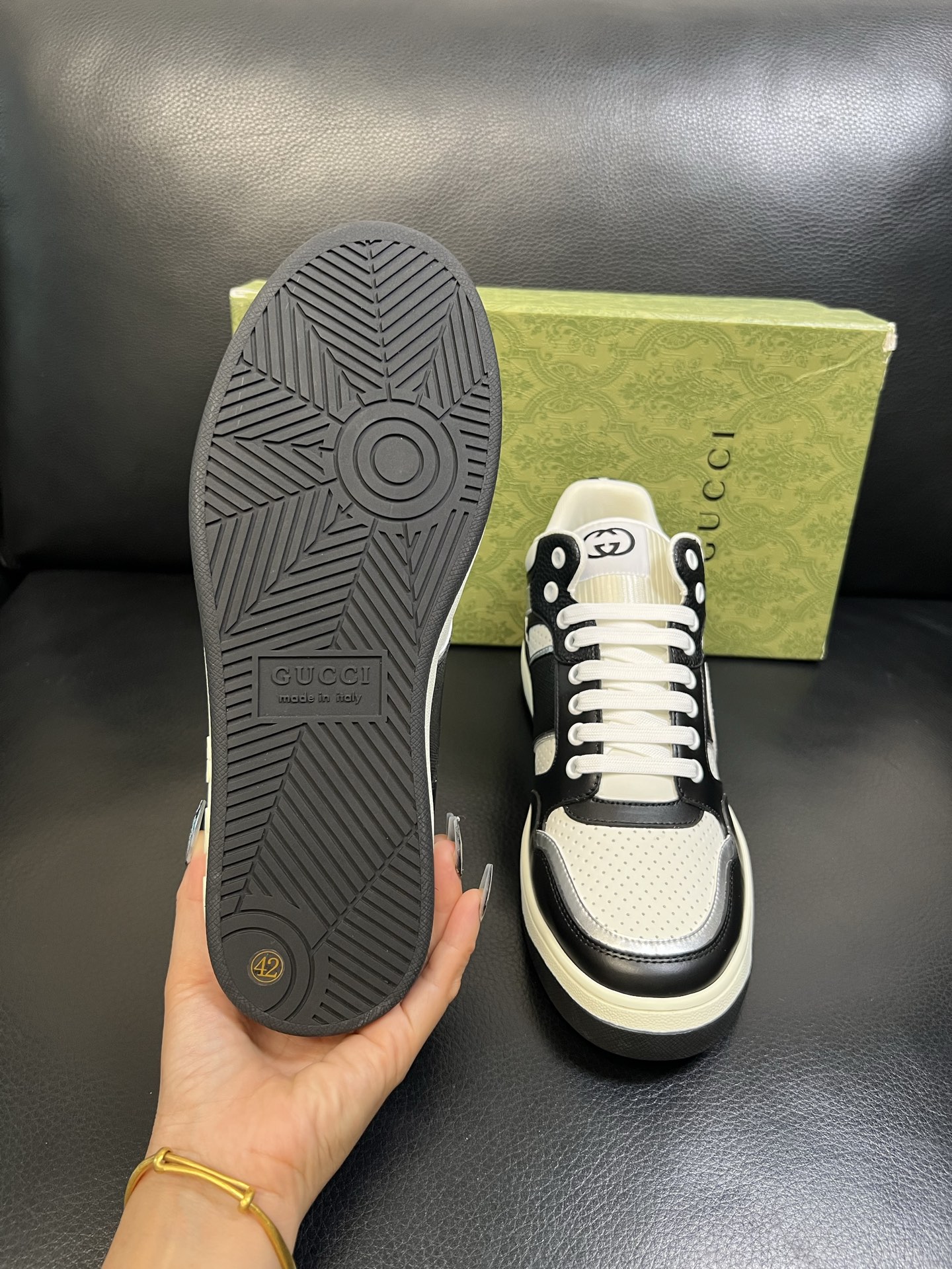 Gucci 高品质 顶级工艺品 古奇 专柜新款原厂配置，意大利进口牛皮搭配印花面料，进口牛皮内里垫，透气