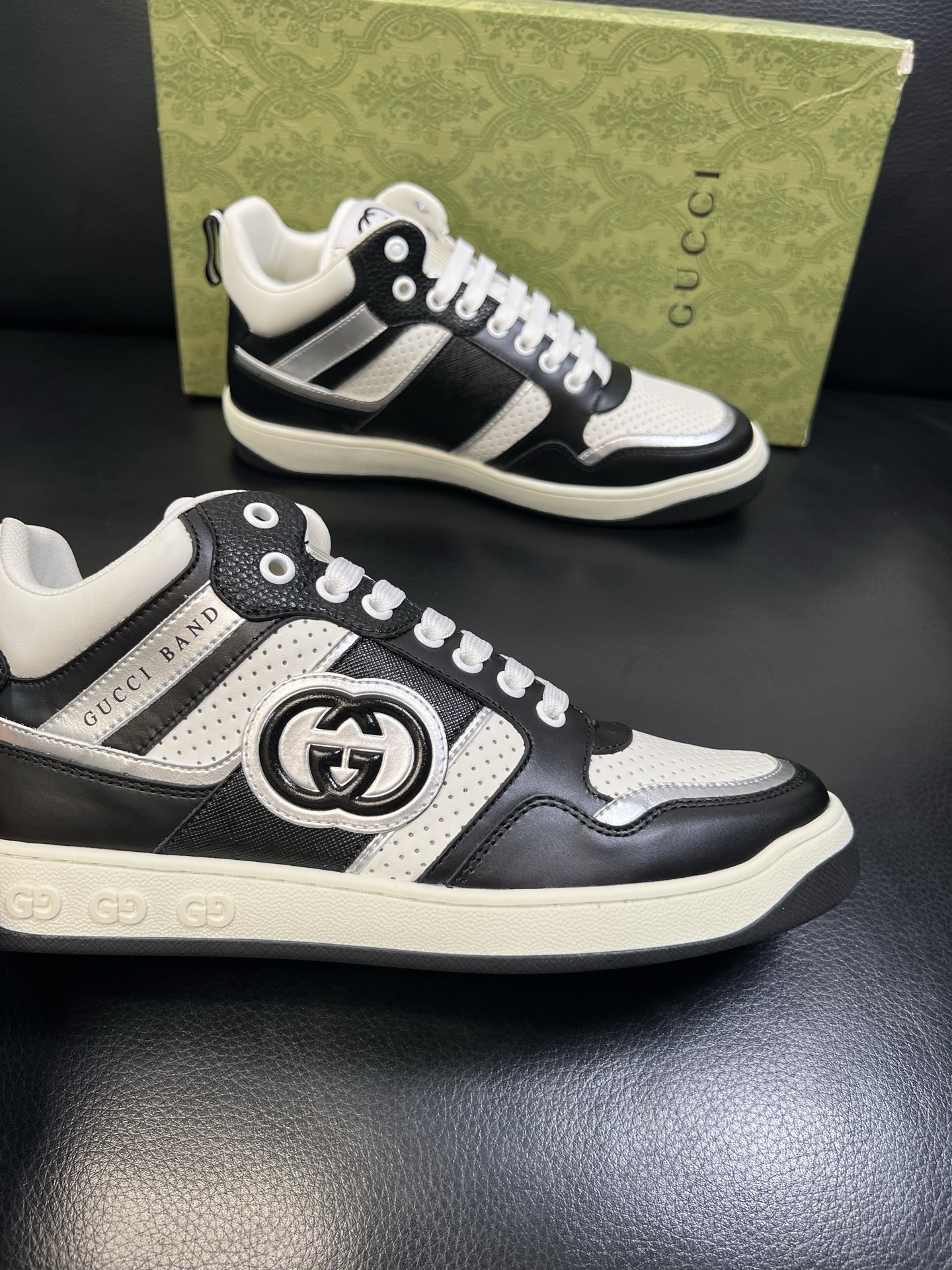 Gucci 高品质 顶级工艺品 古奇 专柜新款原厂配置，意大利进口牛皮搭配印花面料，进口牛皮内里垫，透气