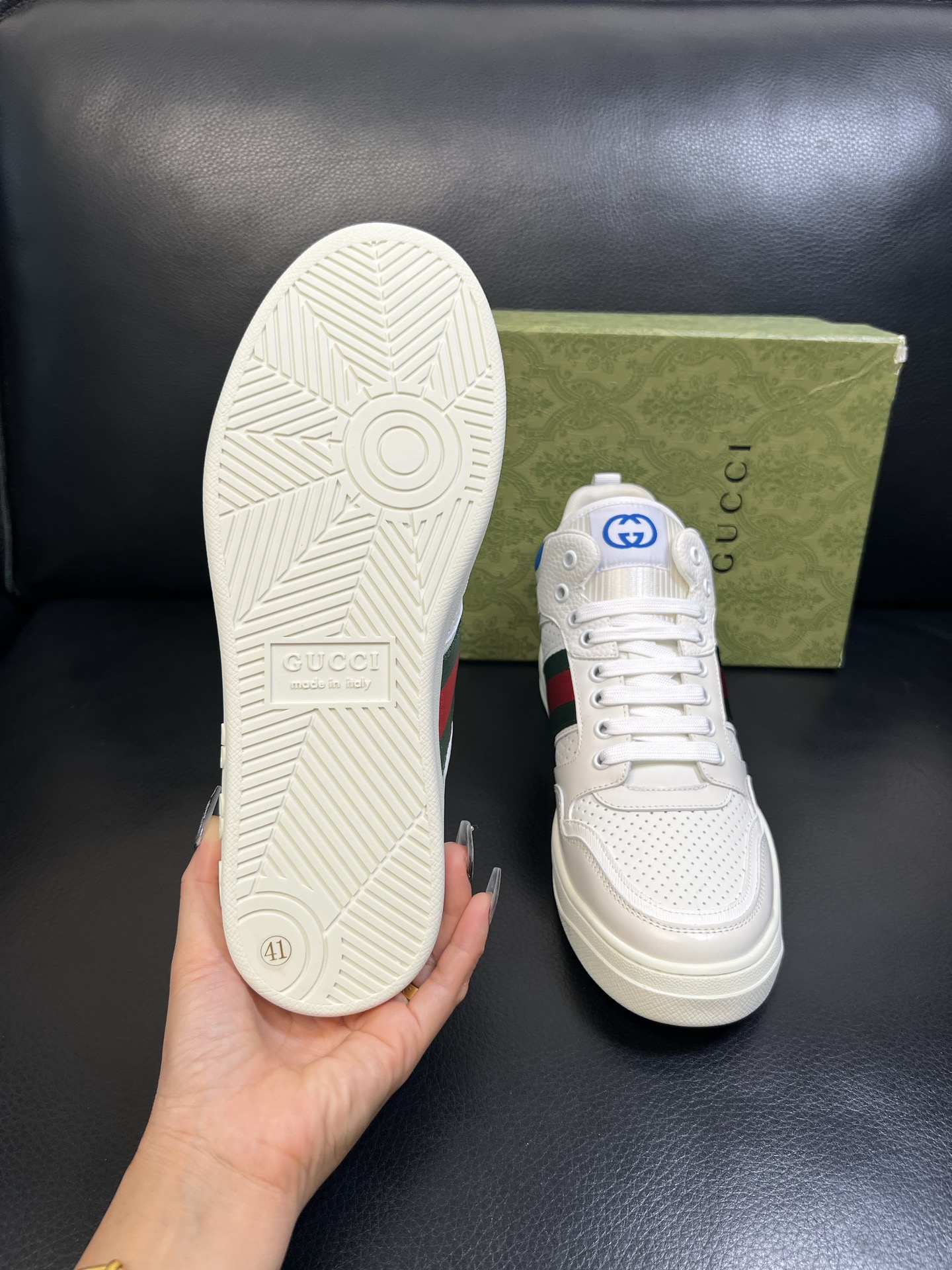 Gucci 高品质 顶级工艺品 古奇 专柜新款原厂配置，意大利进口牛皮搭配印花面料，进口牛皮内里垫，透气